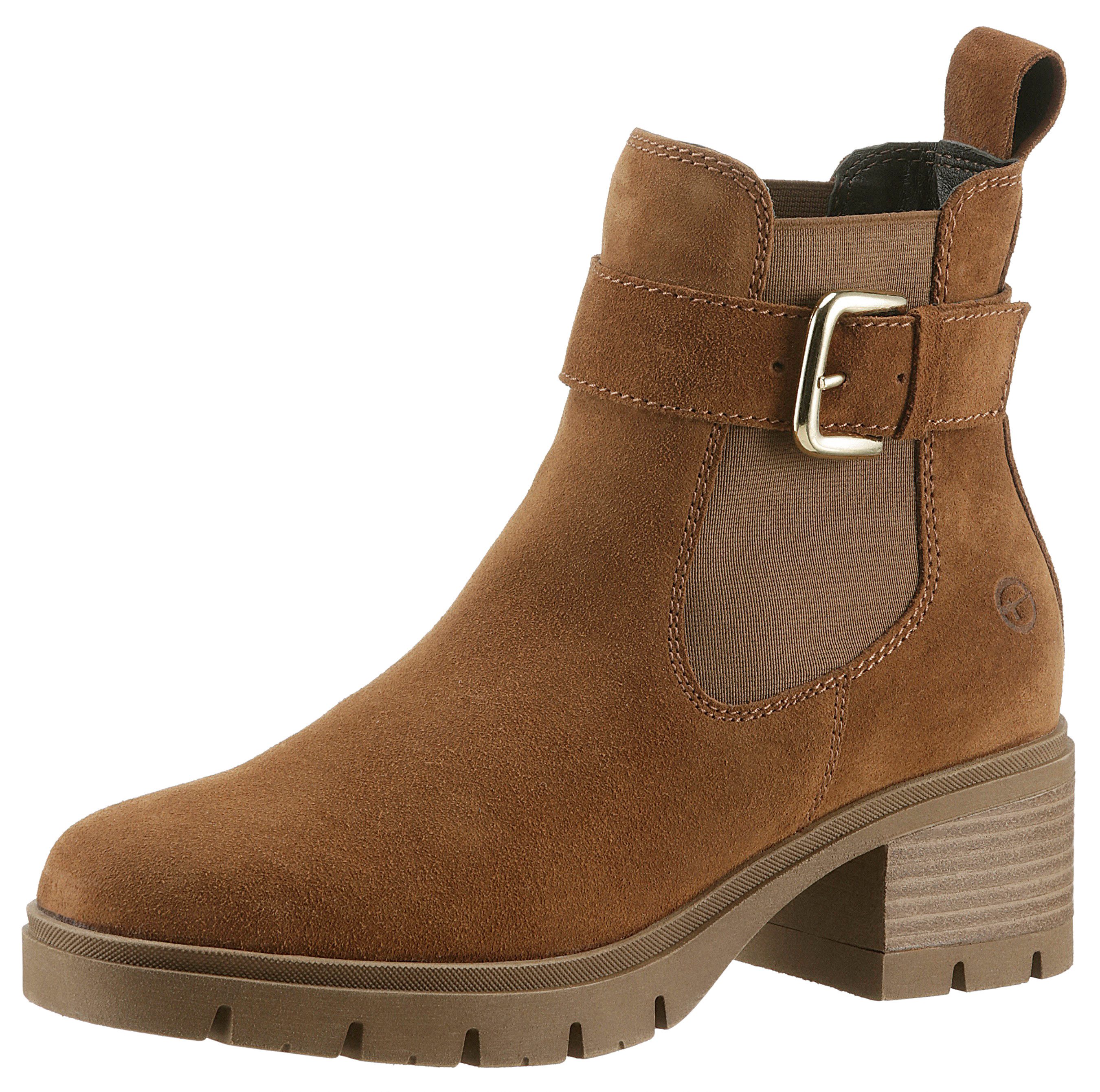 Tamaris Chelsea-boots blokhak, businessmode, enkellaars met decoratieve gesp