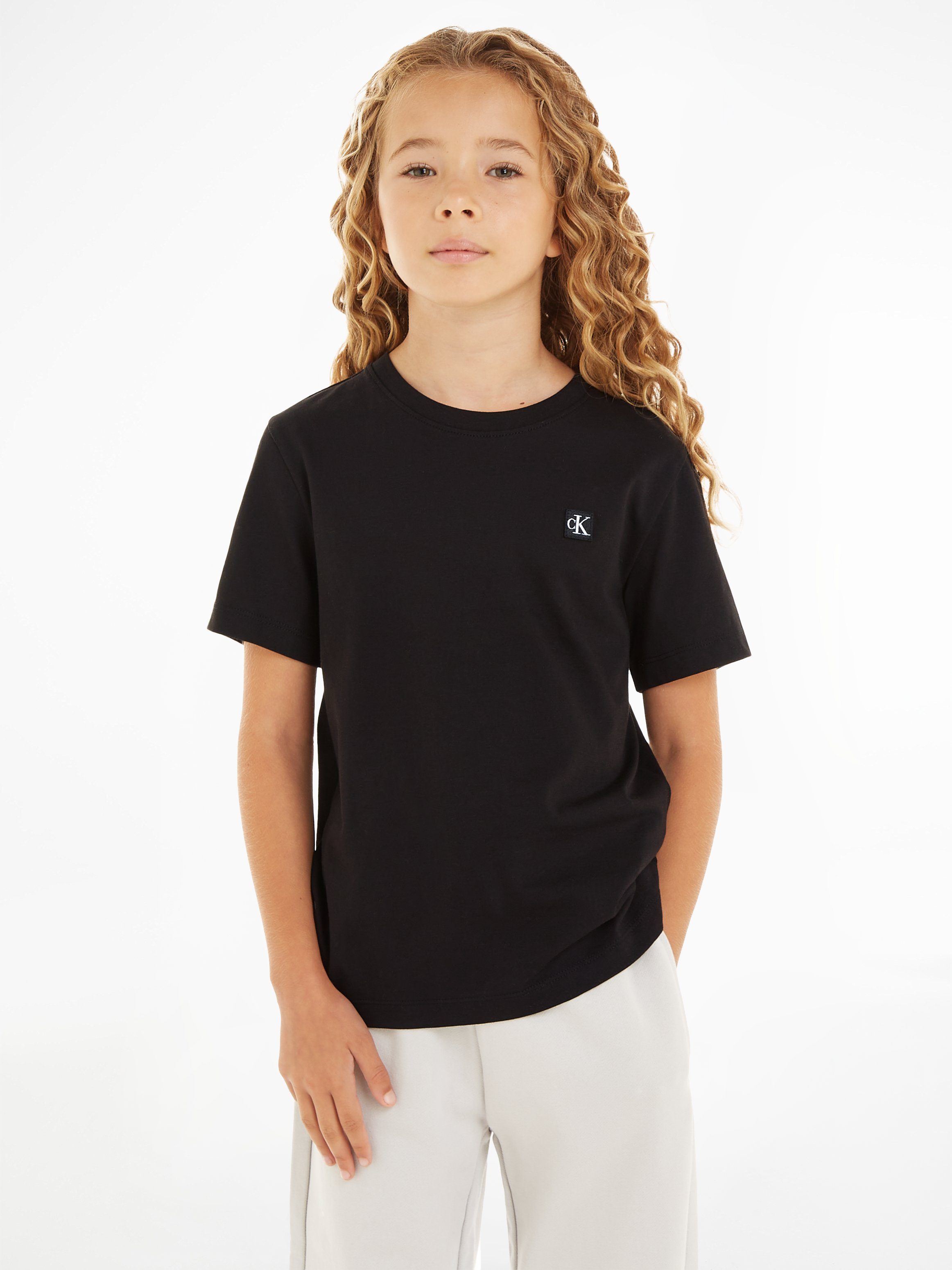 Calvin Klein T-shirt zwart Jongens Meisjes Katoen Ronde hals Effen 152
