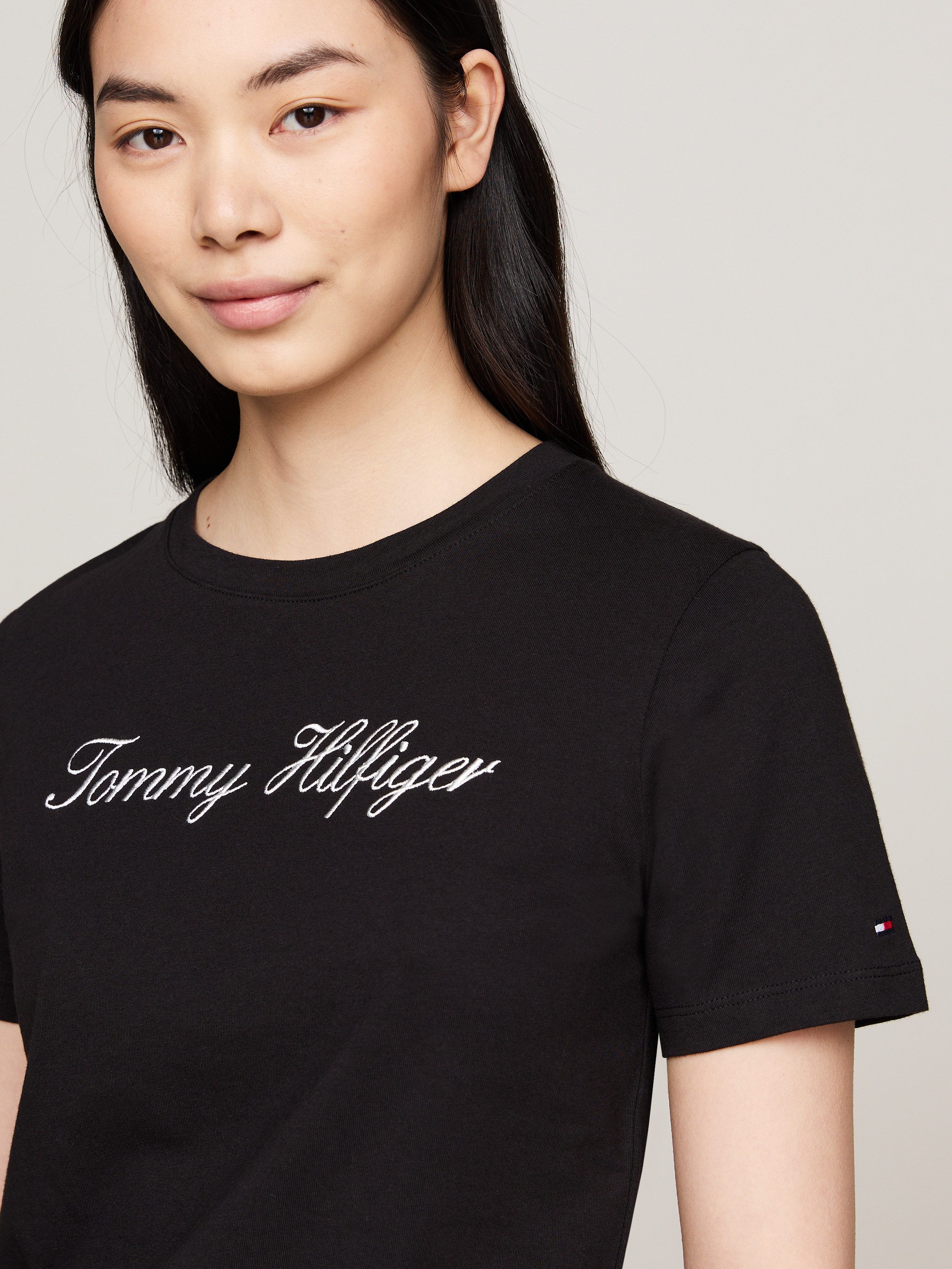Tommy Hilfiger T-shirt NOS SCRIPT REGULAR C-NK SS Met ronde hals en contrasterende print