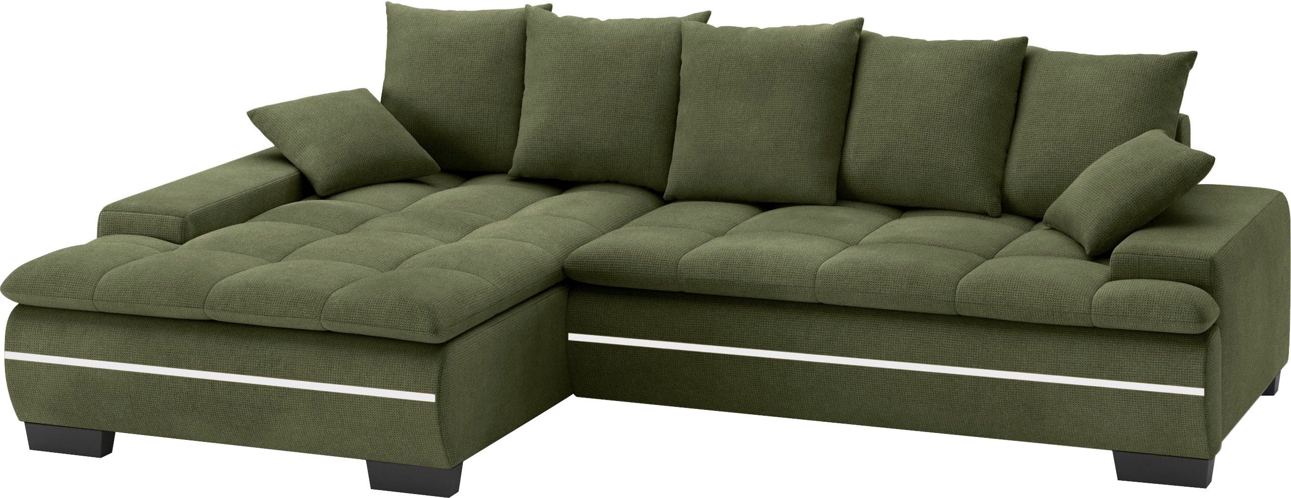 Mr. Couch Hoekbank Haiti II, L-vorm RGB-LED verlichting, optioneel met koudschuim, bed, bedlade groen, hoekbanken