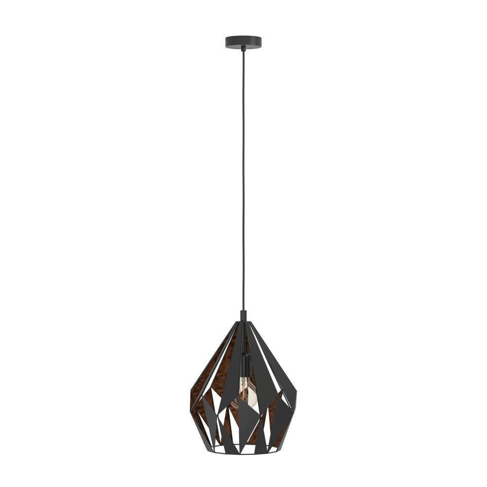 EGLO Hanglamp CARLTON 1 hanglamp, zwart-koper, staal, excl. lichtbron