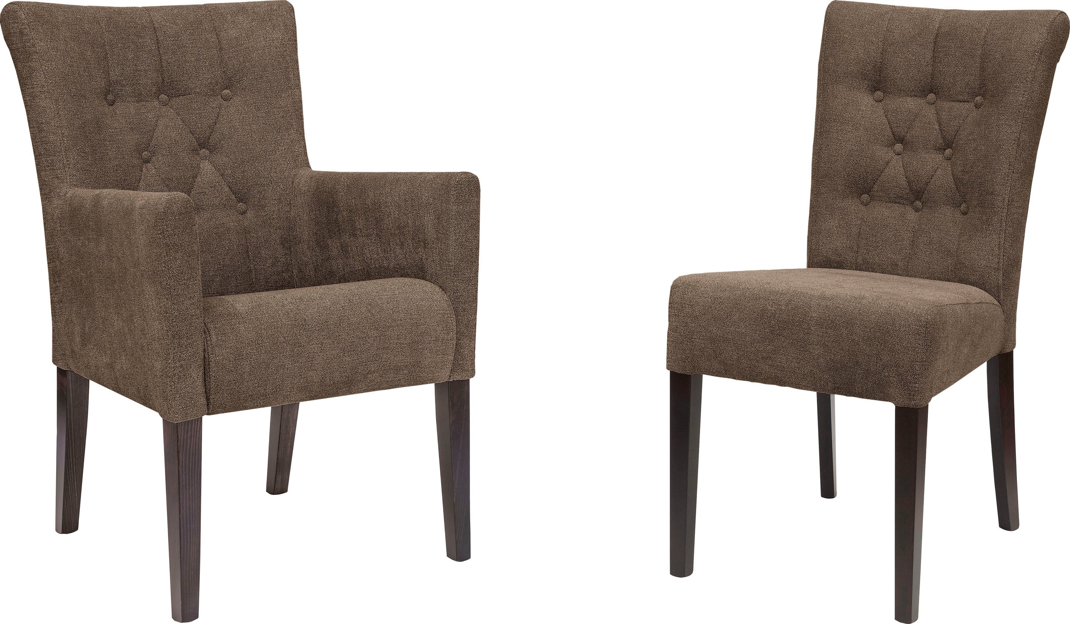 Home affaire Eetkamerstoel Queen BESTSELLER Gestoffeerde stoel met knoopdetails, set van 2, 4 of 6