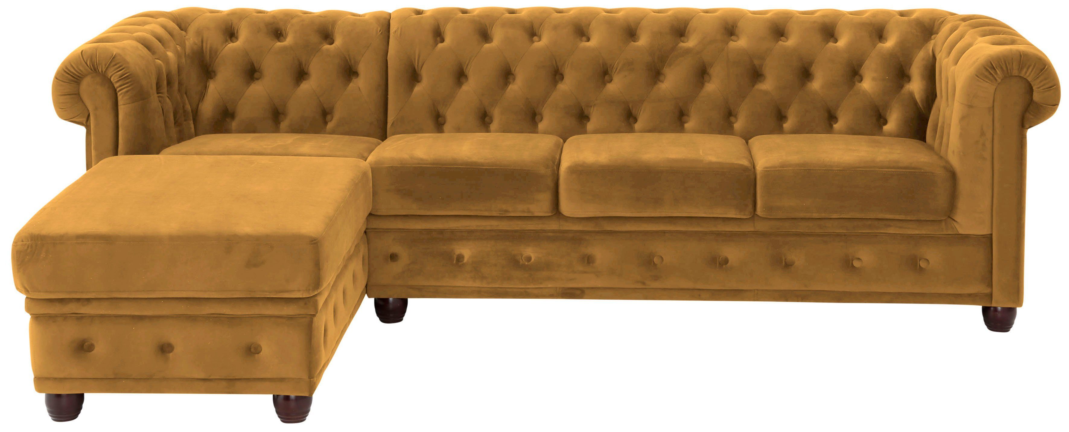 home affaire chesterfield-bank new castle hoogwaardige capitonnage in chesterfield-design, bxdxh: 255(171x72) geel