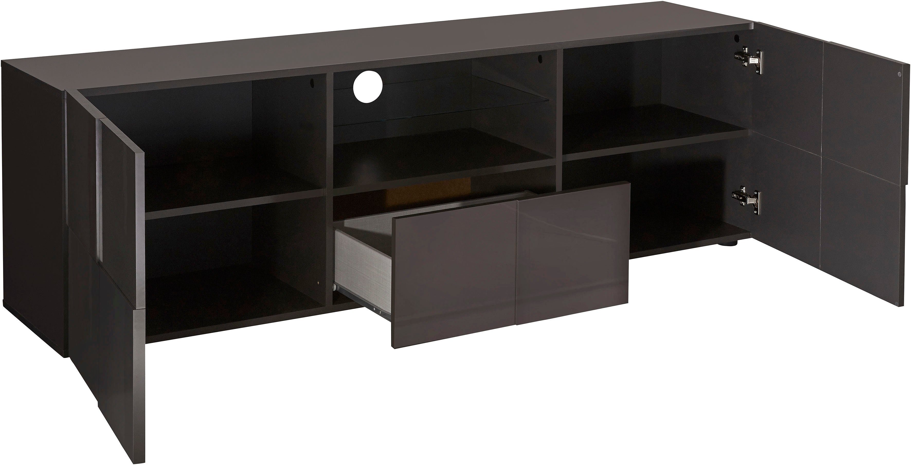 INOSIGN Tv-meubel Dama Breedte 181 cm, TV-meubel 2 deuren, 1 lade, TV-kast Front in 3D-uiterlijk, veel opbergruimte, verschillende kleuren