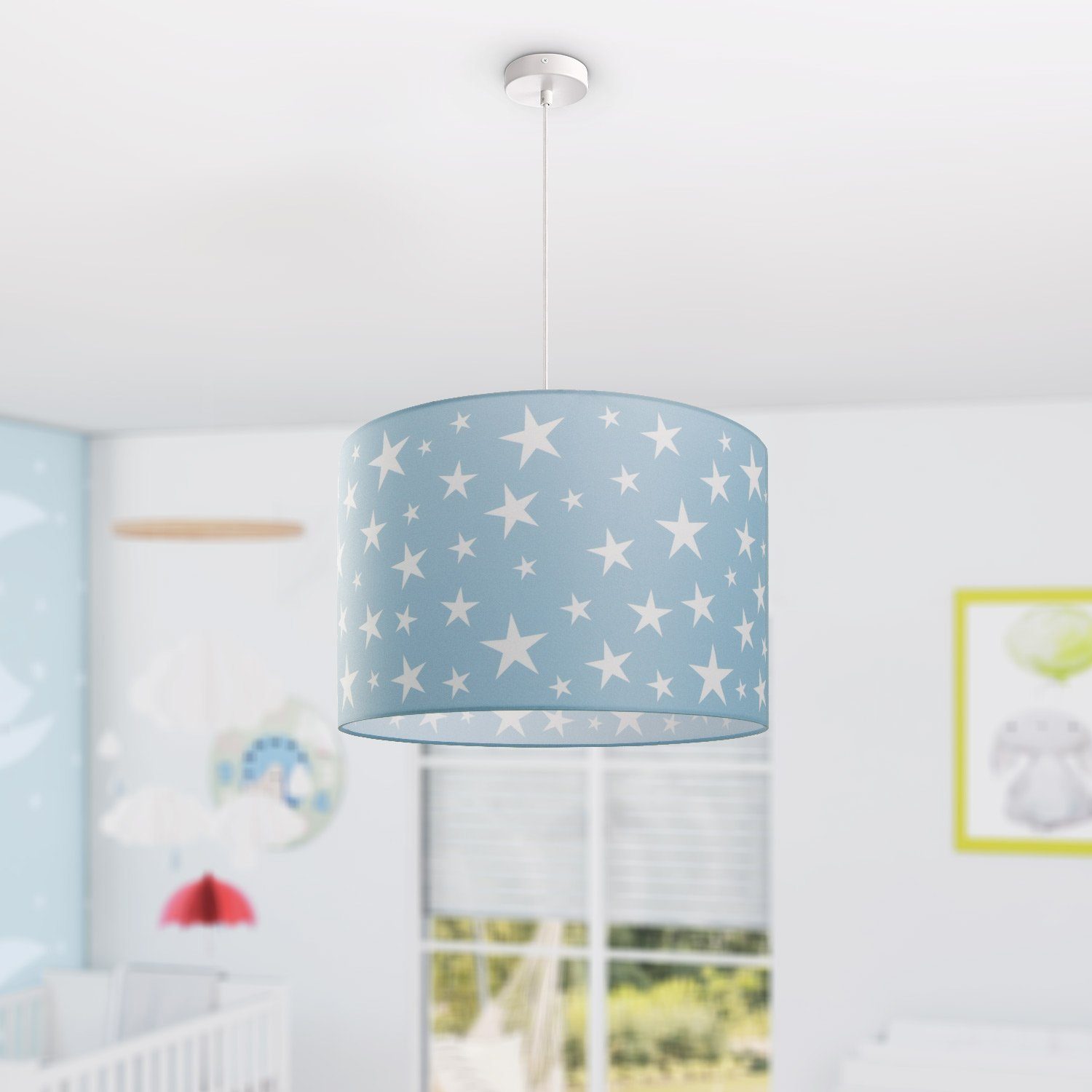 Paco Home Hanglamp Capri 315 Kinderlamp plafondlamp LED kinderkamer lamp sterrenhemel-motief E27