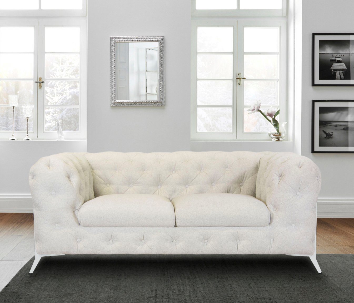 Leonique Chesterfield-bank Amaury luxueuze capitonnage, moderne chesterfield look, kleur van de poten ter keuze