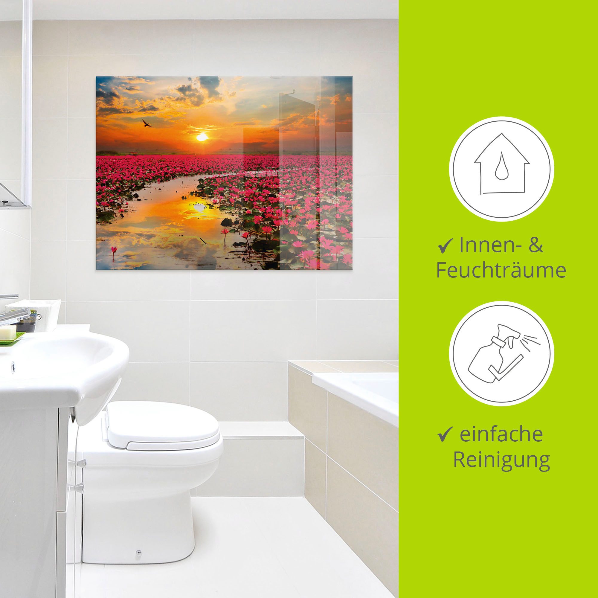 Artland Print op glas Zonneschijn bloeiende lotusbloem