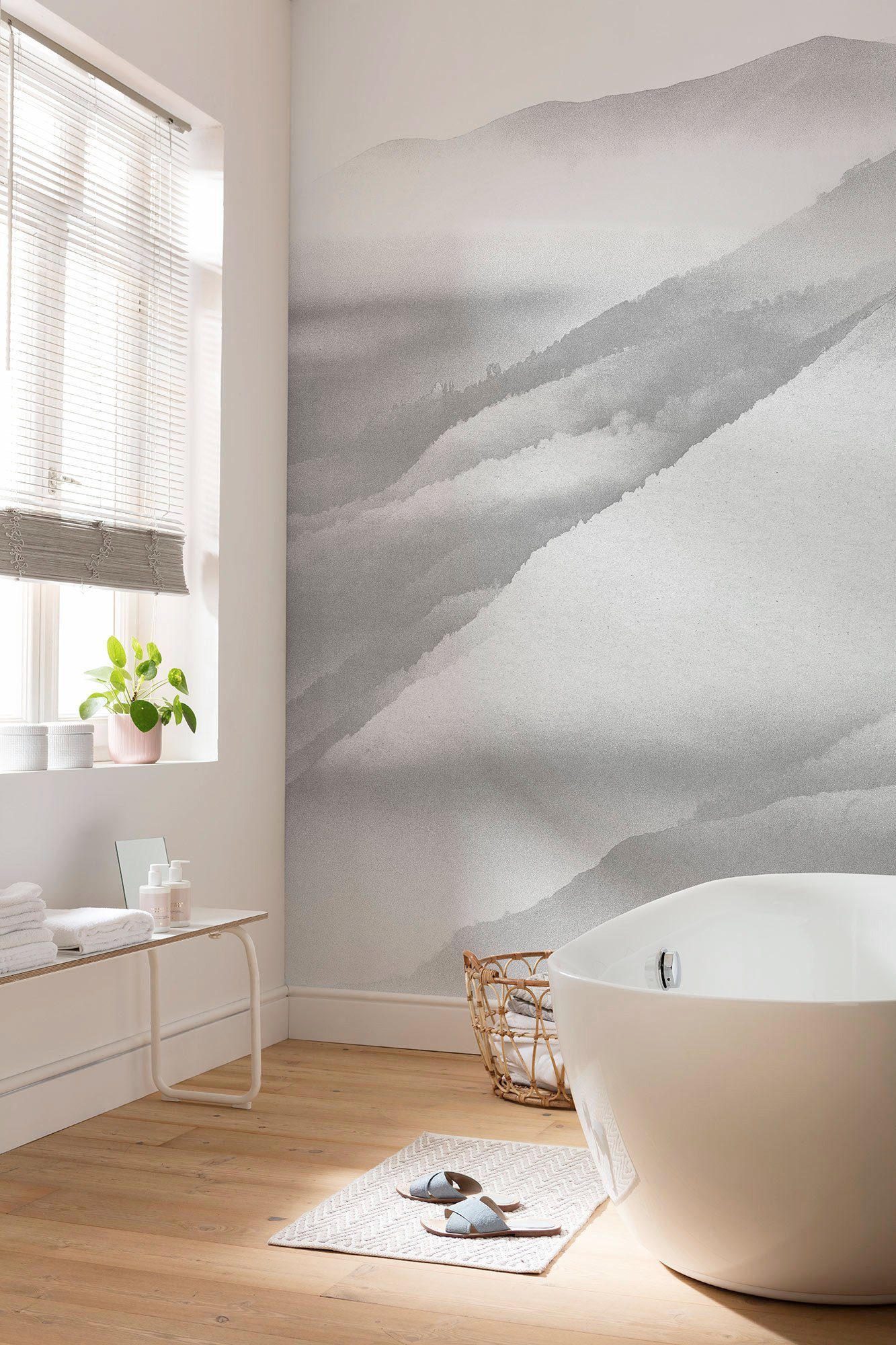 Komar Vliesbehang Digitale print vlies - White Noise Mountain - Afmeting 200 x 280 cm (1 stuk)