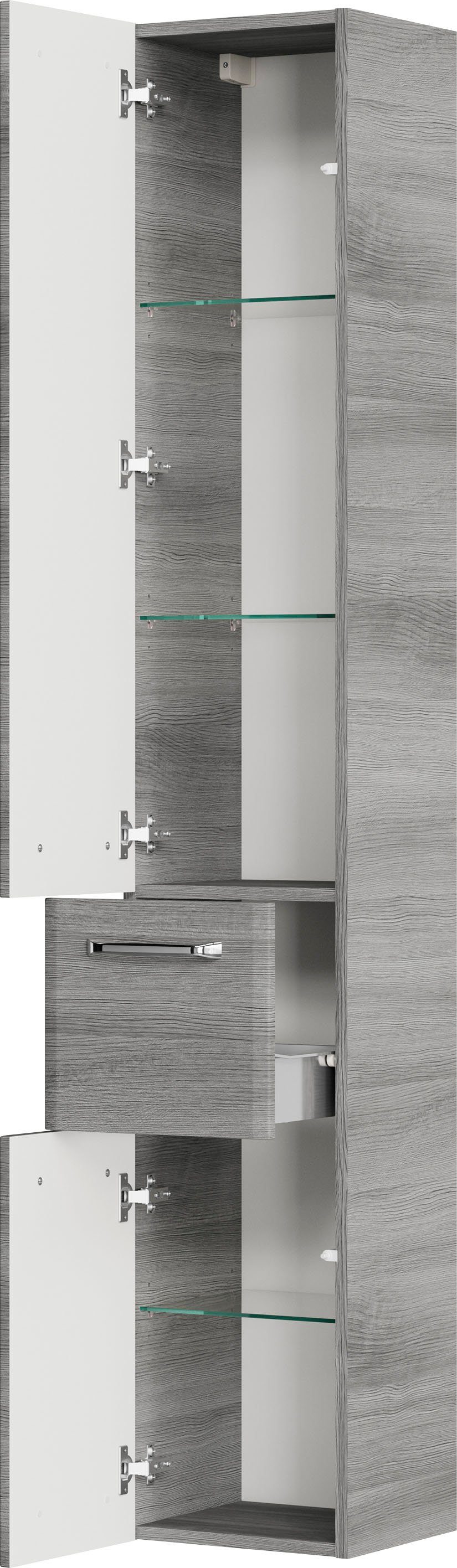Saphir Badkamerserie Quickset 328 5-delig, wastafelonderkast met LED-spiegelkast Badkamer set incl. deurdempers, badkast, zonder wastafel, 8 deuren (5-delig)