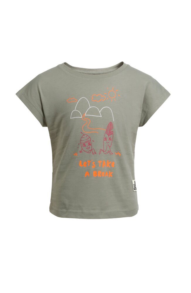Jack Wolfskin T-shirt TAKE A BREAK T G voor meisjes met een schattige print meisjes t-shirts maat 128 groen
