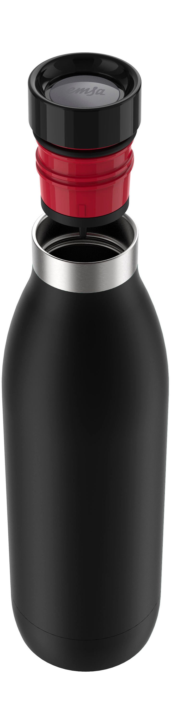 Emsa Thermosfles Drinkfles Bludrop Roestvrij staal, Quick-Press deksel, 360° drinkplezier, 12 uur warm/24 uur koel (1-delig)