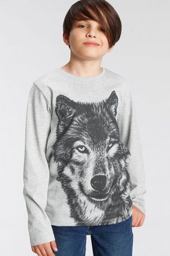 kidsworld shirt met lange mouwen wolf zwart