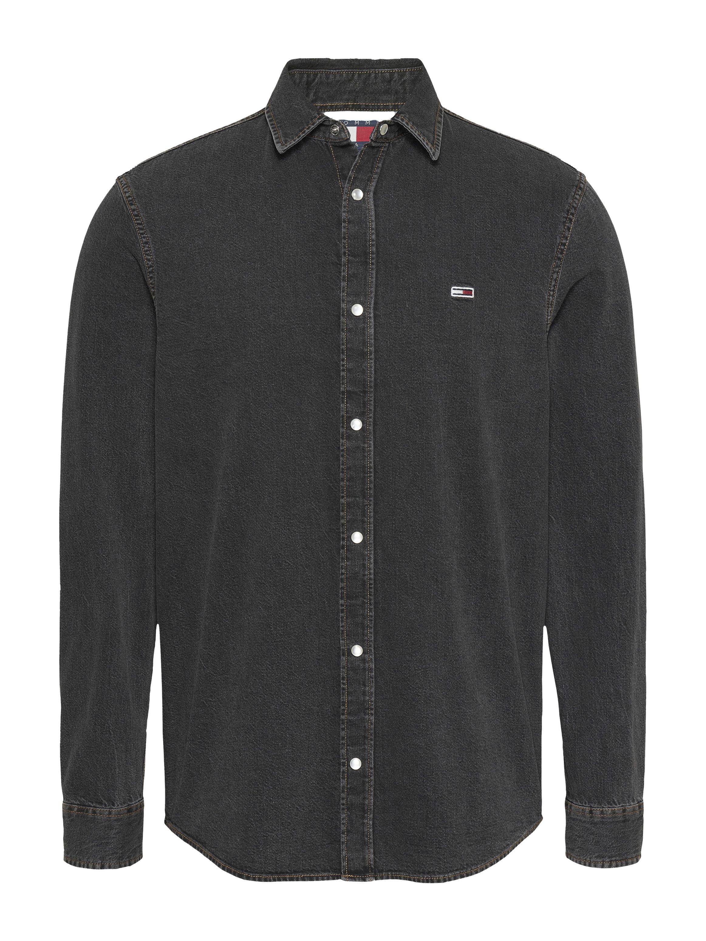TOMMY Jeans overhemd RGLR FIT SHIRT WASHED BLACK