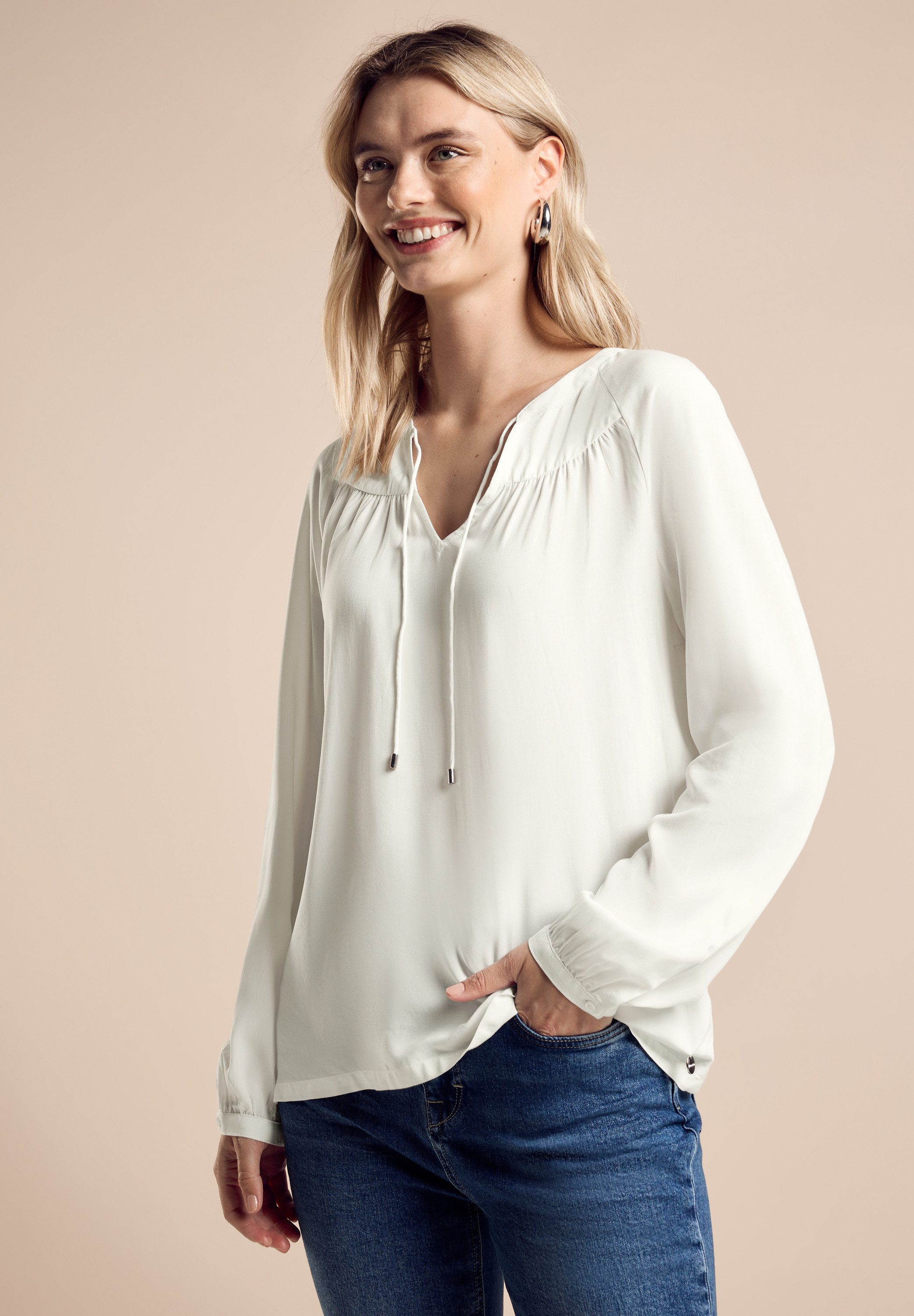 STREET ONE Blouse met lange mouwen met banden