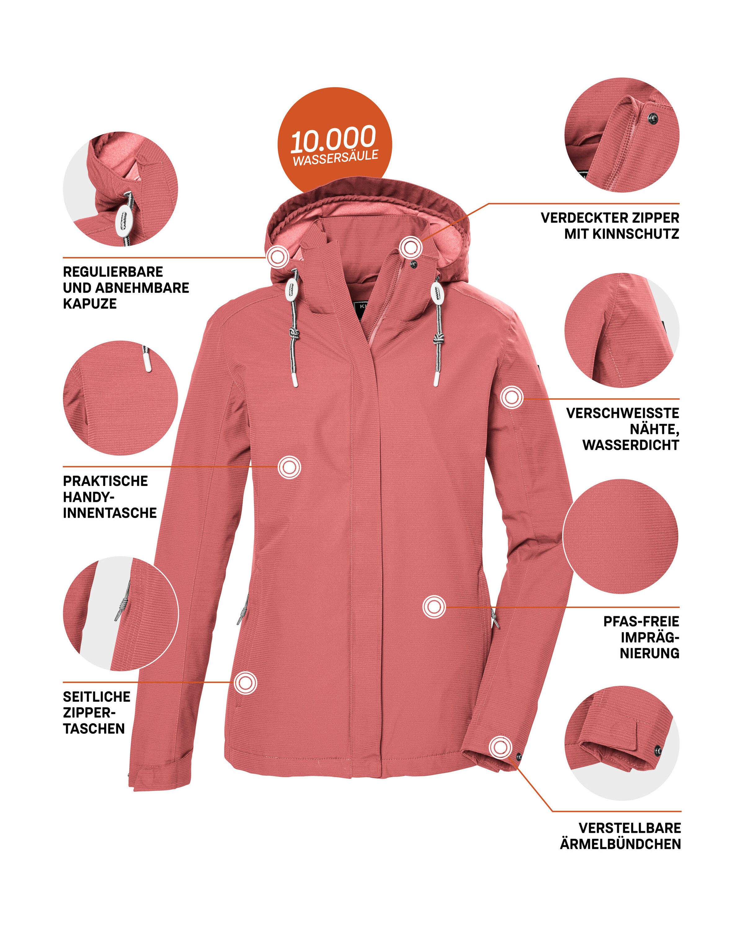 Killtec Outdoorjack KOS 61 WMN JCKT Waterdicht, ademend, afneembare capuchon, duurzame productie