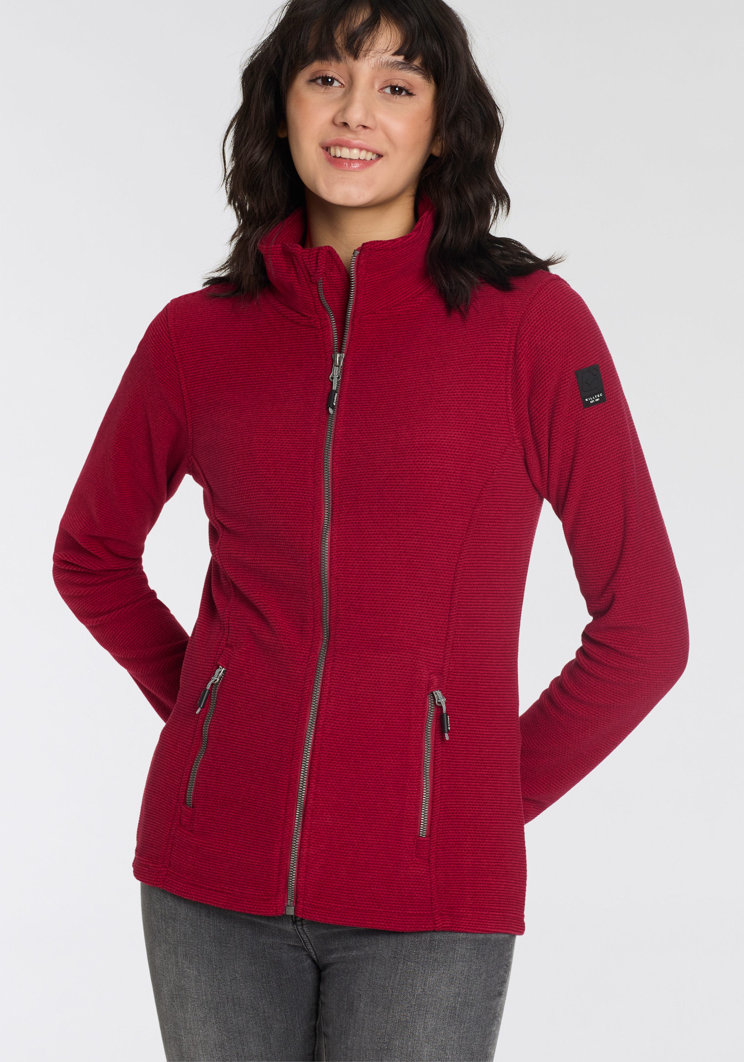 Killtec Fleecejack van gestructureerd materiaal dames fleece vesten maat 36 rood
