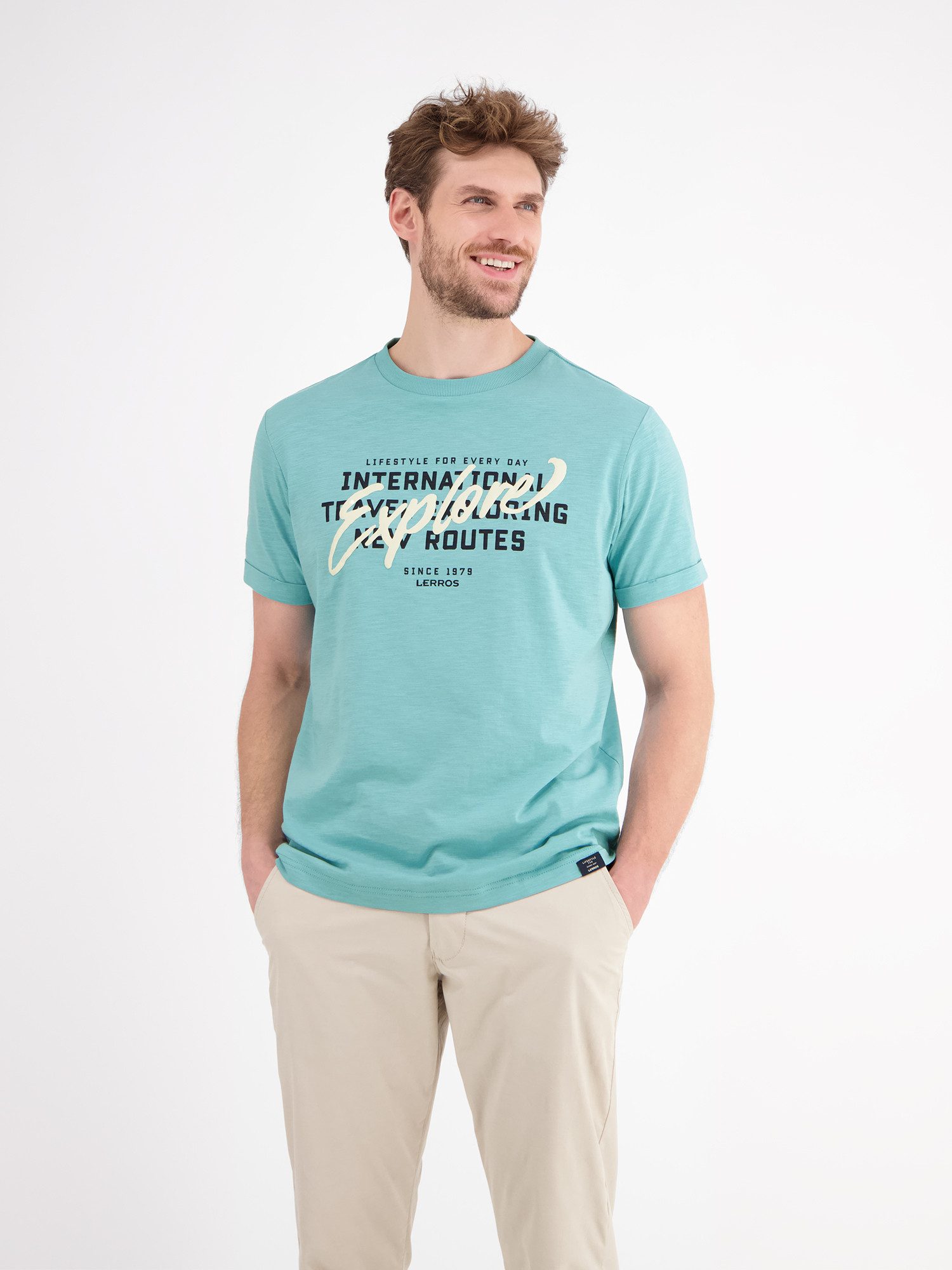Lerros T-shirt LERROS heren jersey T-shirt met borstprint
