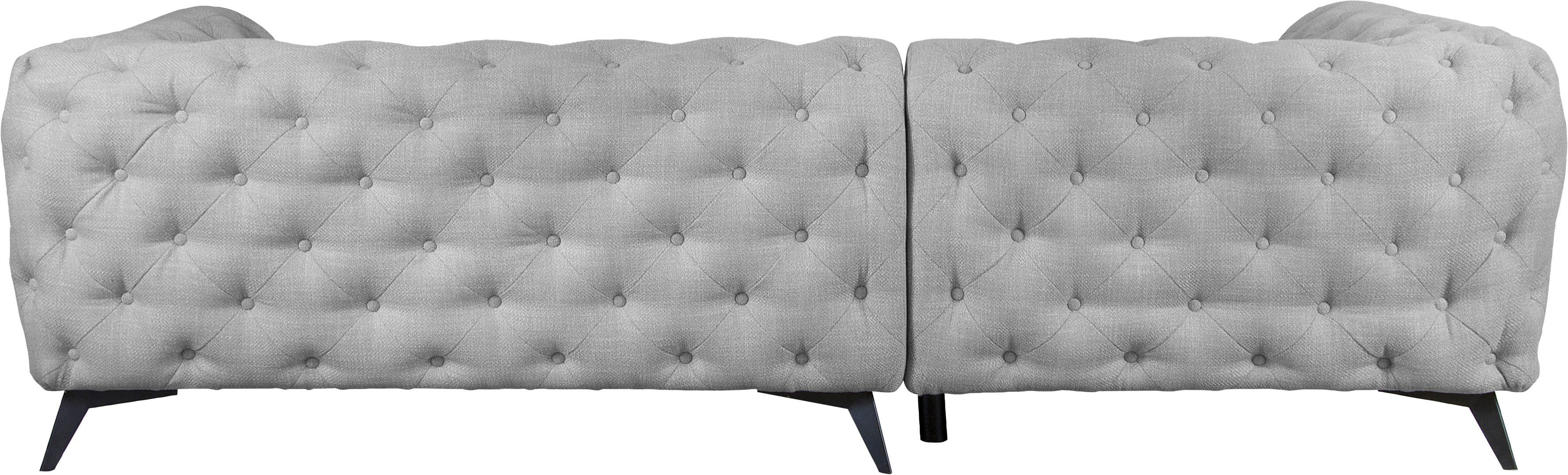 Leonique Chesterfield-bank Glynis L-vorm luxueuze capitonnage, moderne chesterfield look, kleur van de poten ter keuze