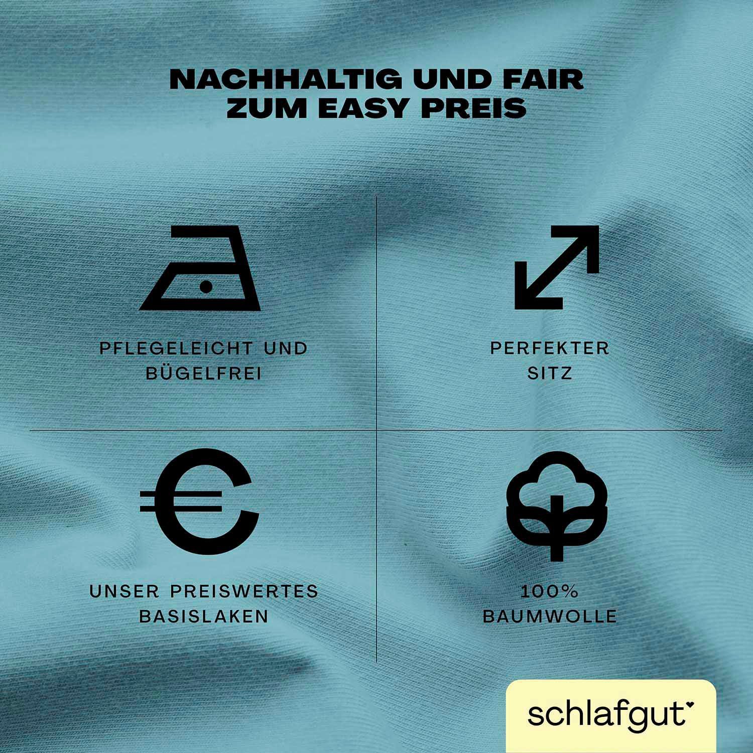 Schlafgut Hoeslaken EASY van 100% katoen, zacht & absorberend, merk-beddengoed voor matrassen tot 22 cm hoogte, in 90x200, 140x200 of 180x200 cm (1 stuk)