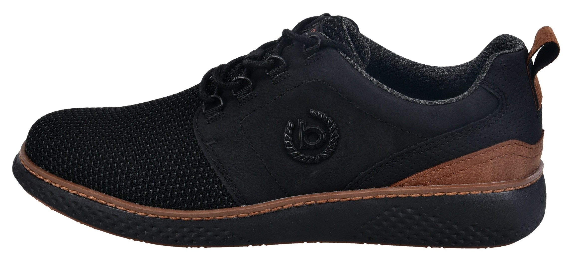 Bugatti Veterschoenen , vrijetijdsschoen, lage schoen, veterschoen met contrasterende afwerking op de hiel