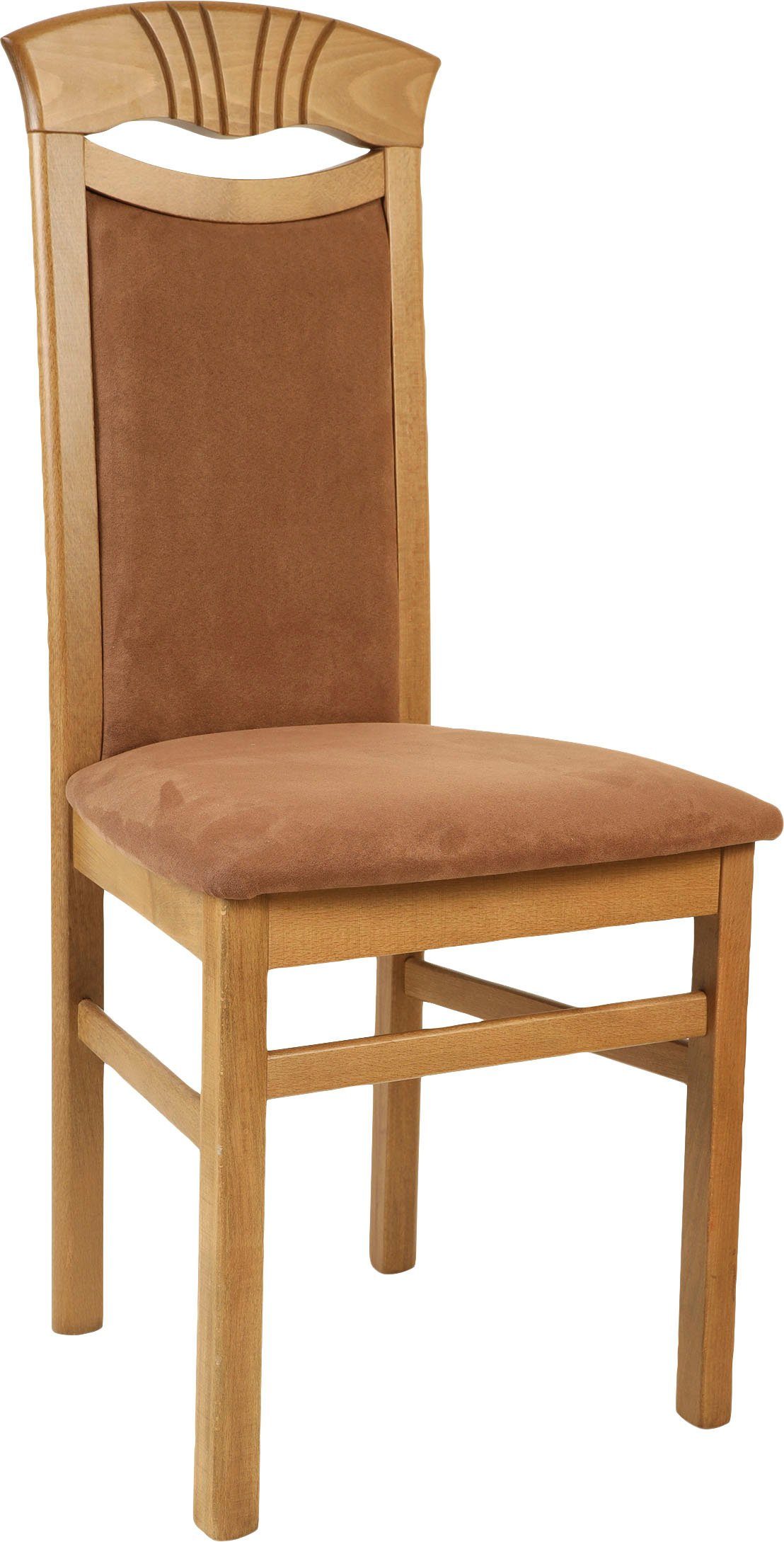 Home affaire Eetkamerstoel Franz slijtvast microvezel, onderstel beuken naturel of wit, houten stoel (set, 2 stuks)