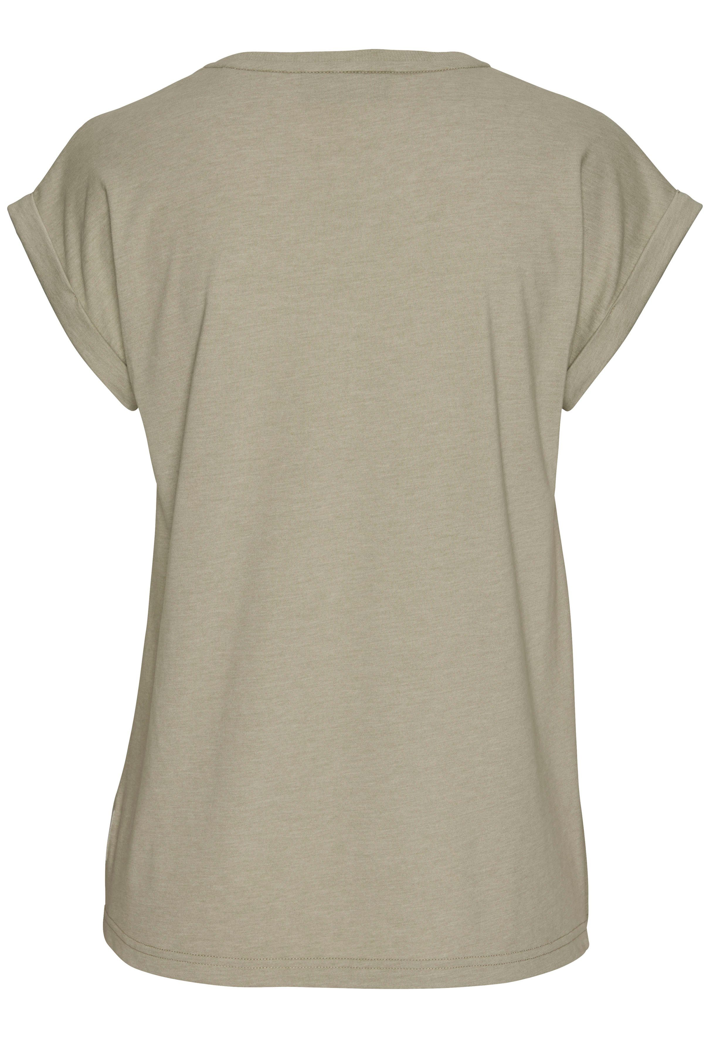 Elbsand T-shirt Eldis met logoprint, korte mouwen shirt van katoenmix, sportief-casual