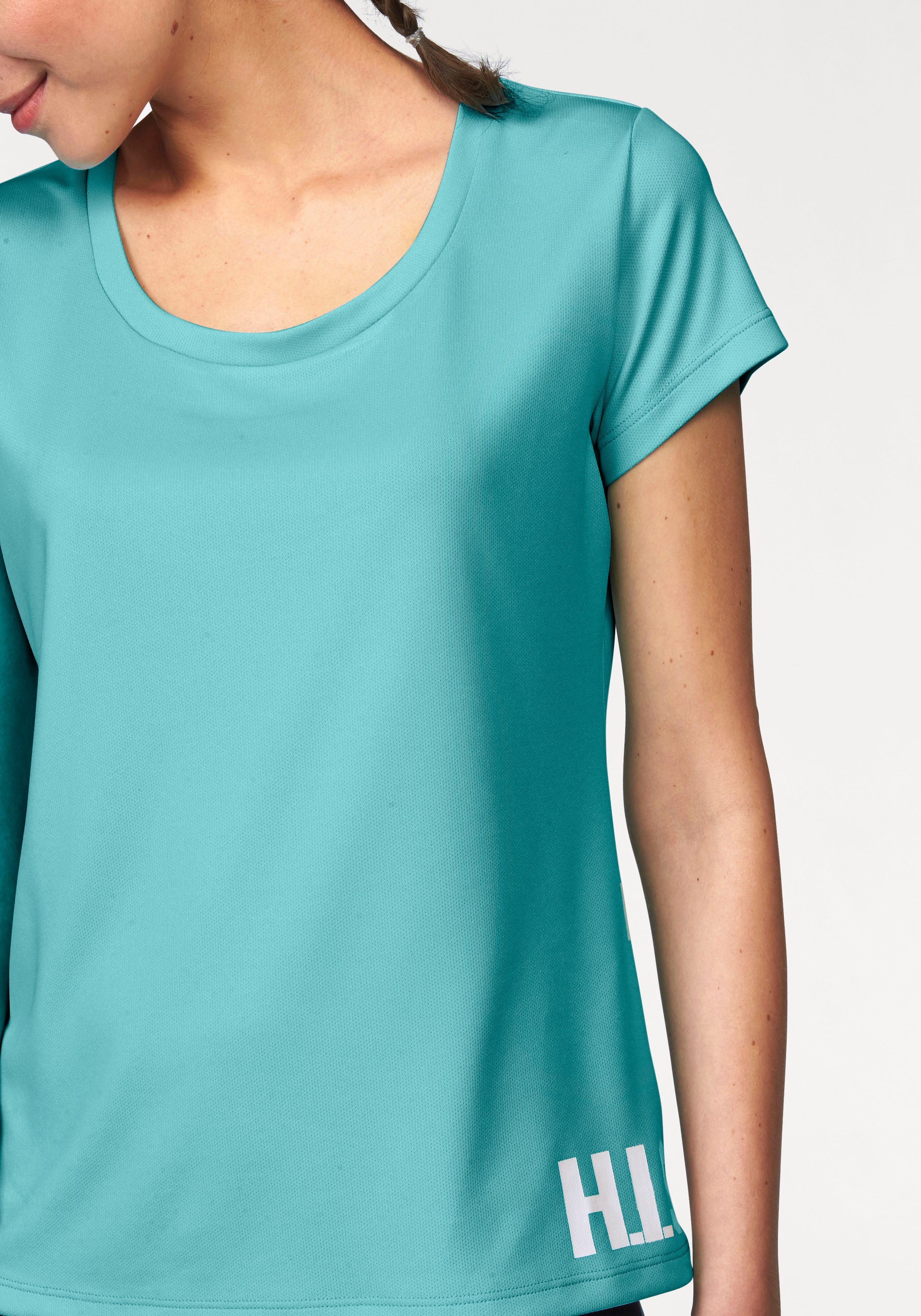 H.I.S Functioneel shirt figuuraccentuerende snit, sportieve look, met trendy logoprint (Set van 2)
