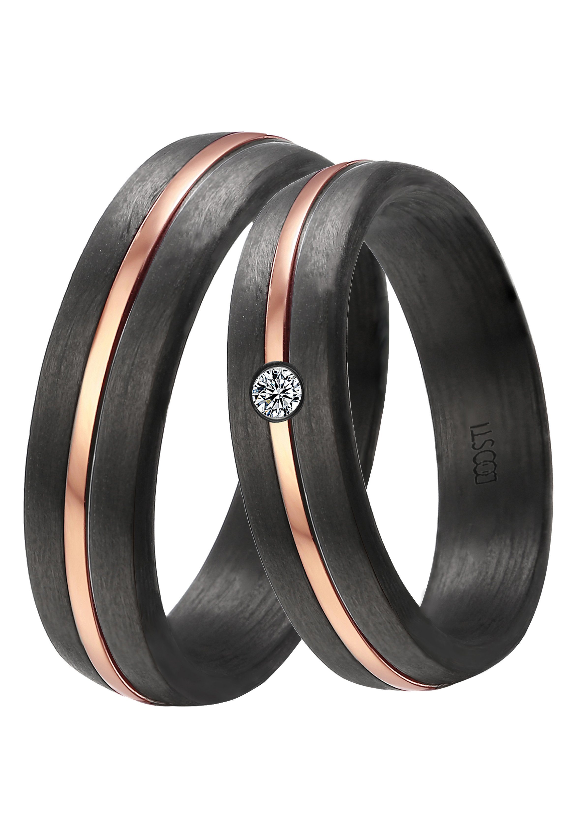 DOOSTI Trouwring Sieraad cadeau CARBON trouwring huwelijksring partnerschapsring LIEFDE unisex ringen maat 58 zwart