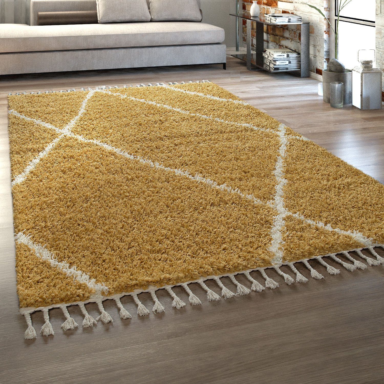 Paco Home Hoogpolig vloerkleed Helsinki 531 zachte, hoogpolige shaggy, scandinavisch design, met franje