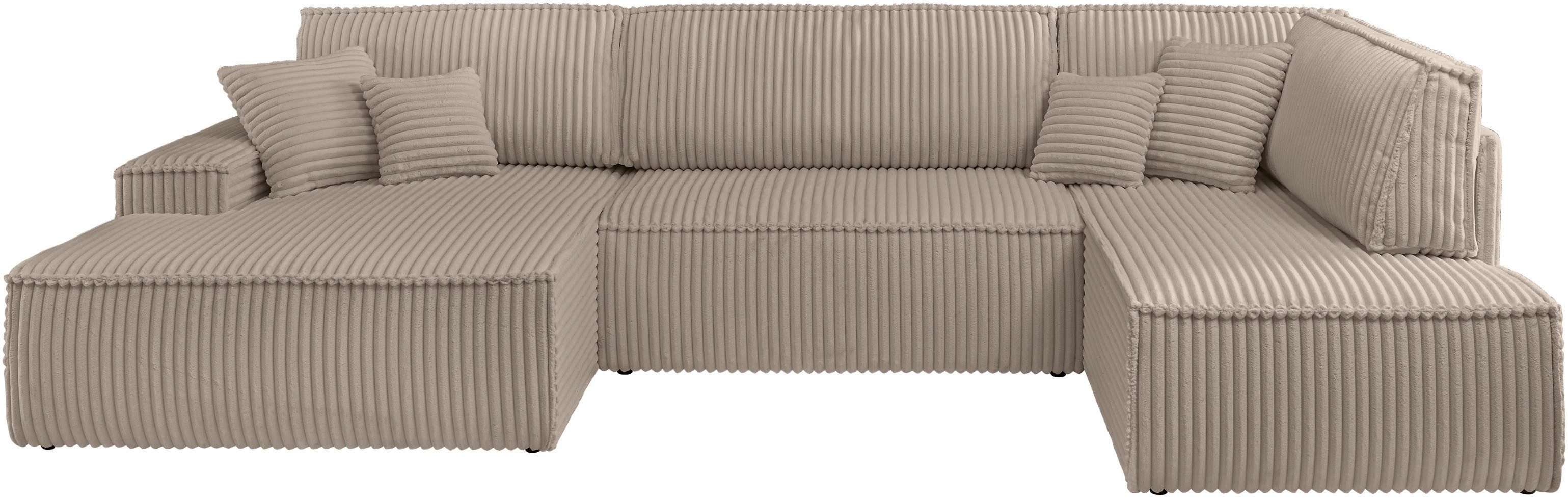 andas Zithoek FINNLEY, U-Vorm XXL 329 cm, Slaapbank, Slaapfunctie m. Bedlade
