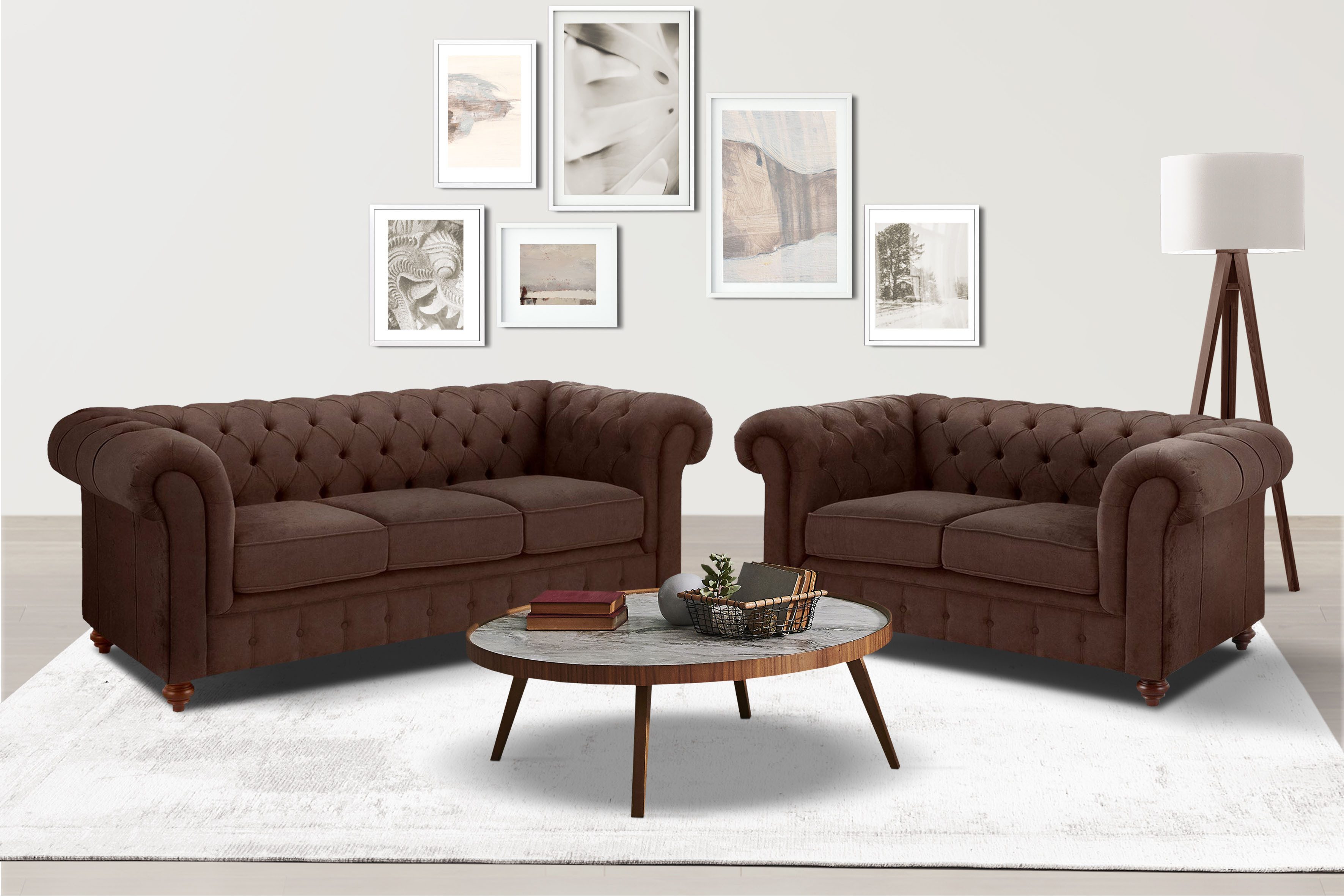 Home affaire Zithoek CHESTERFIELD hoogwaardige knoopdetails, bestaande uit 2- en 3-zitsbank (2-delig)