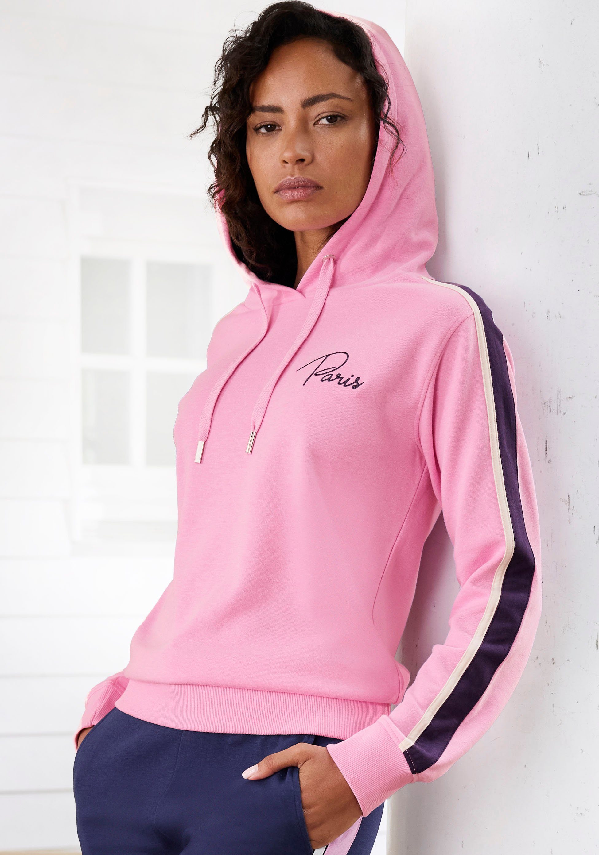 Vivance Hoodie met contrasterende accentueringen loungeanzug (1-delig)