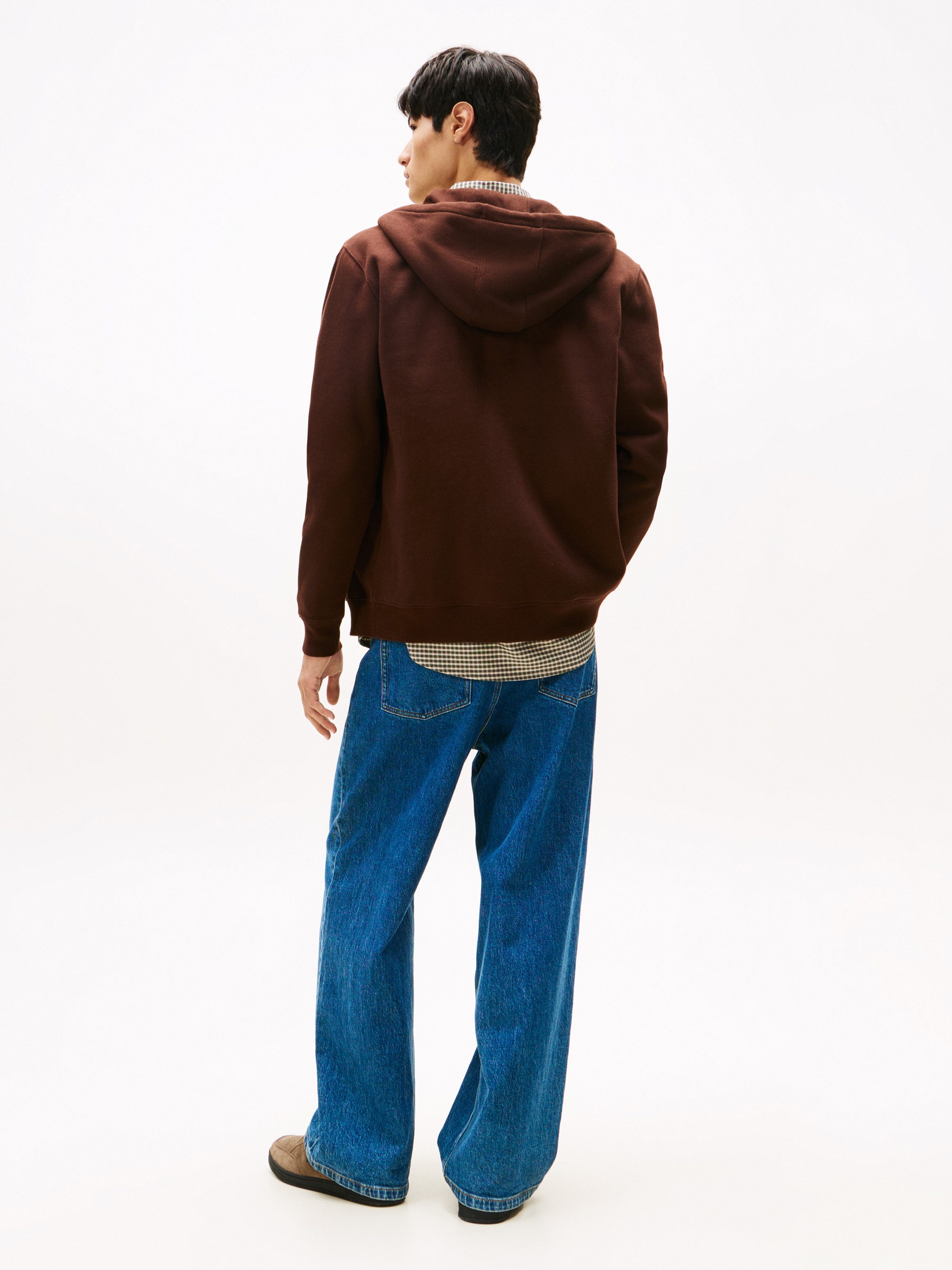 TOMMY JEANS Sweatshirt TJM REG S FLAG ZIP FLEECE THRU met geborduurd merklogo op borsthoogte