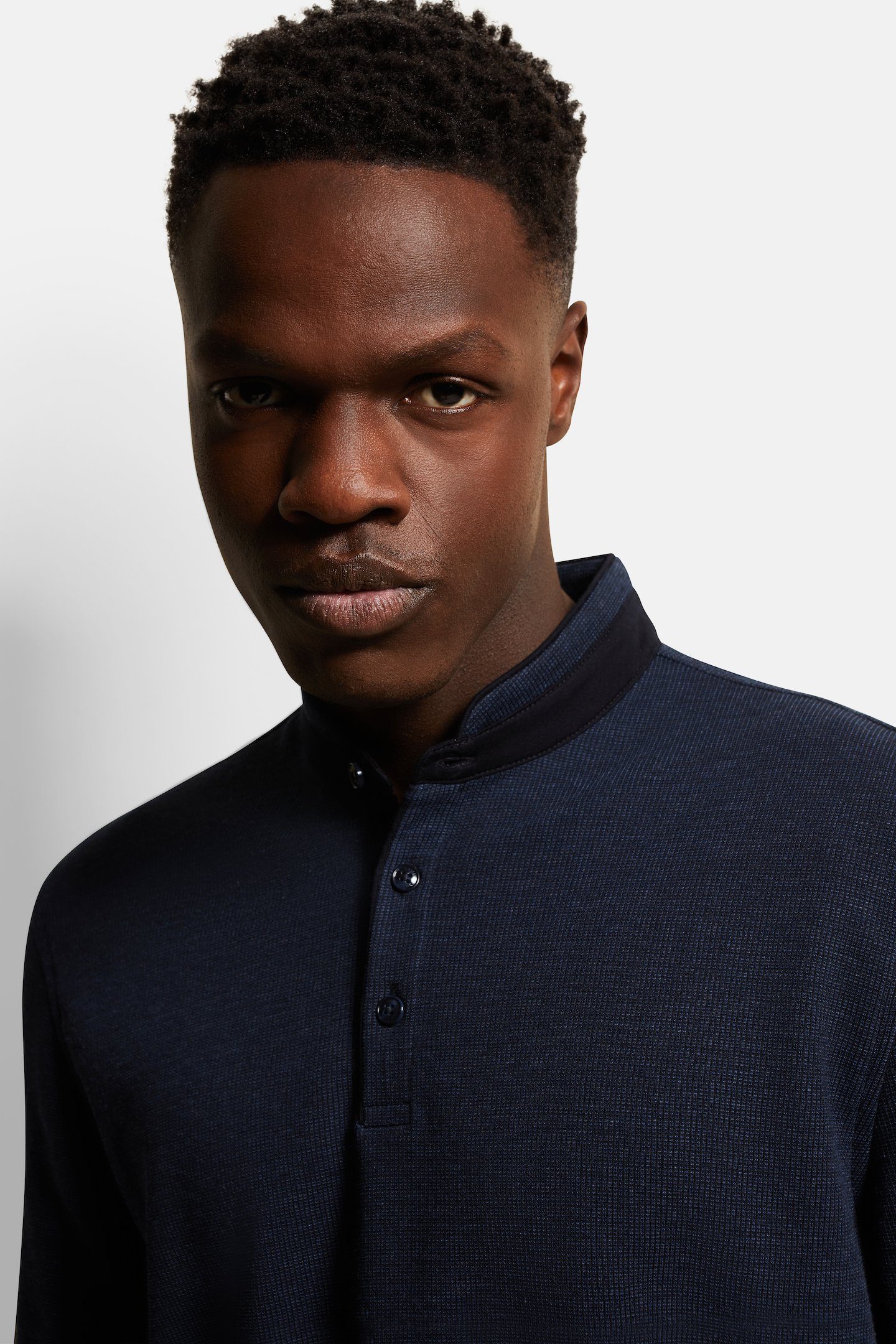 Bugatti Poloshirt met lange mouwen met opstaande kraag