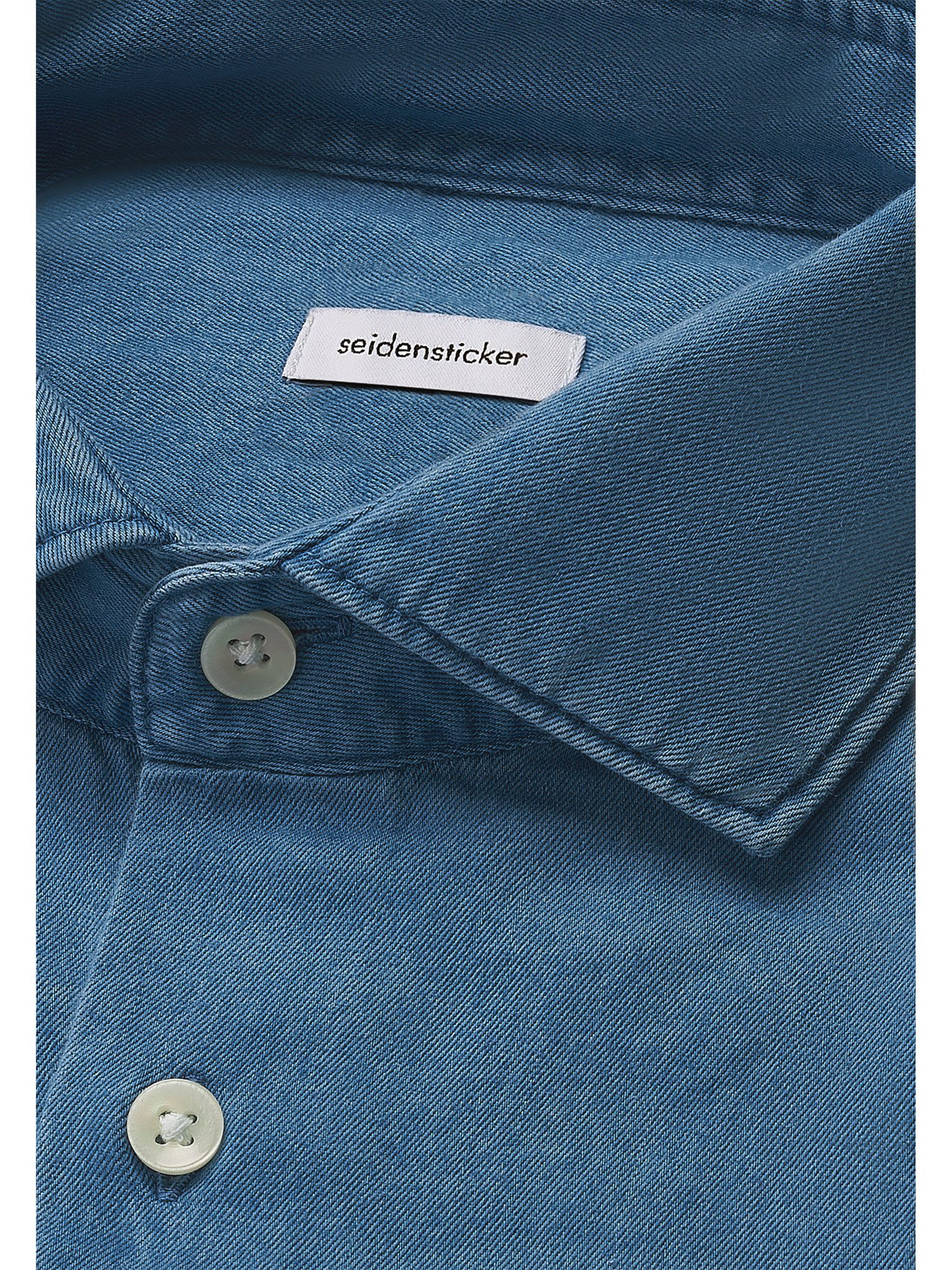 seidensticker Businessoverhemd Zwarte roos Regular 1/1 Kent kraag denim