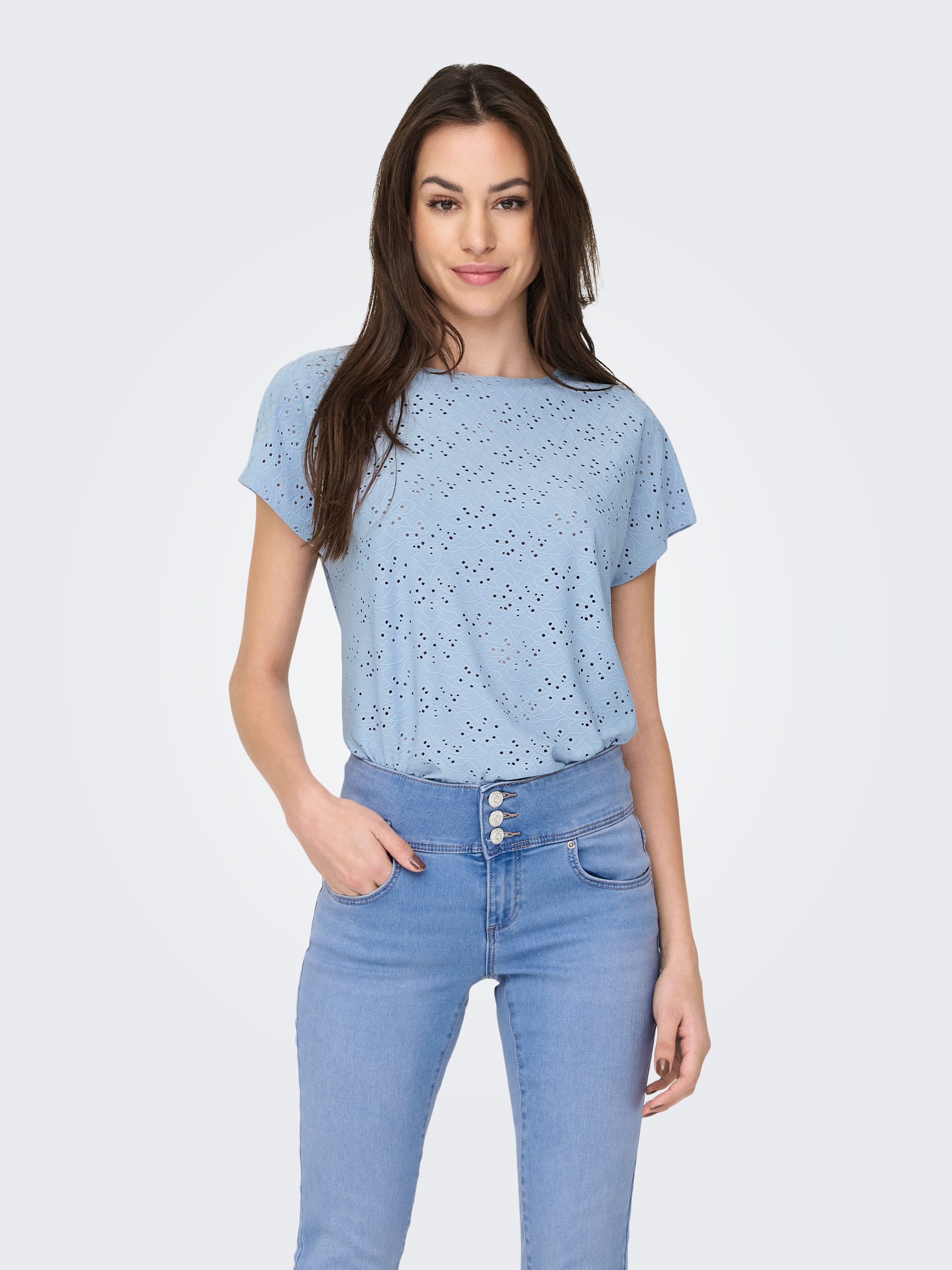 Only Shirt met korte mouwen ONLSMILLA S/S TOP JRS NOOS