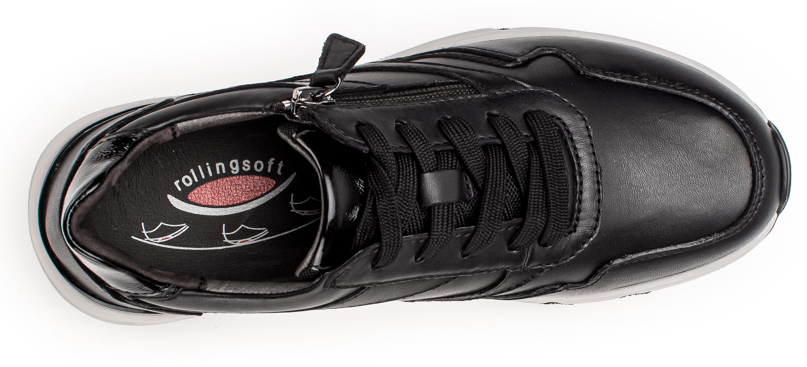 Gabor Rollingsoft Sneakers met sleehak vrijetijdsschoen, lage schoen, veterschoen, logo op de hiel