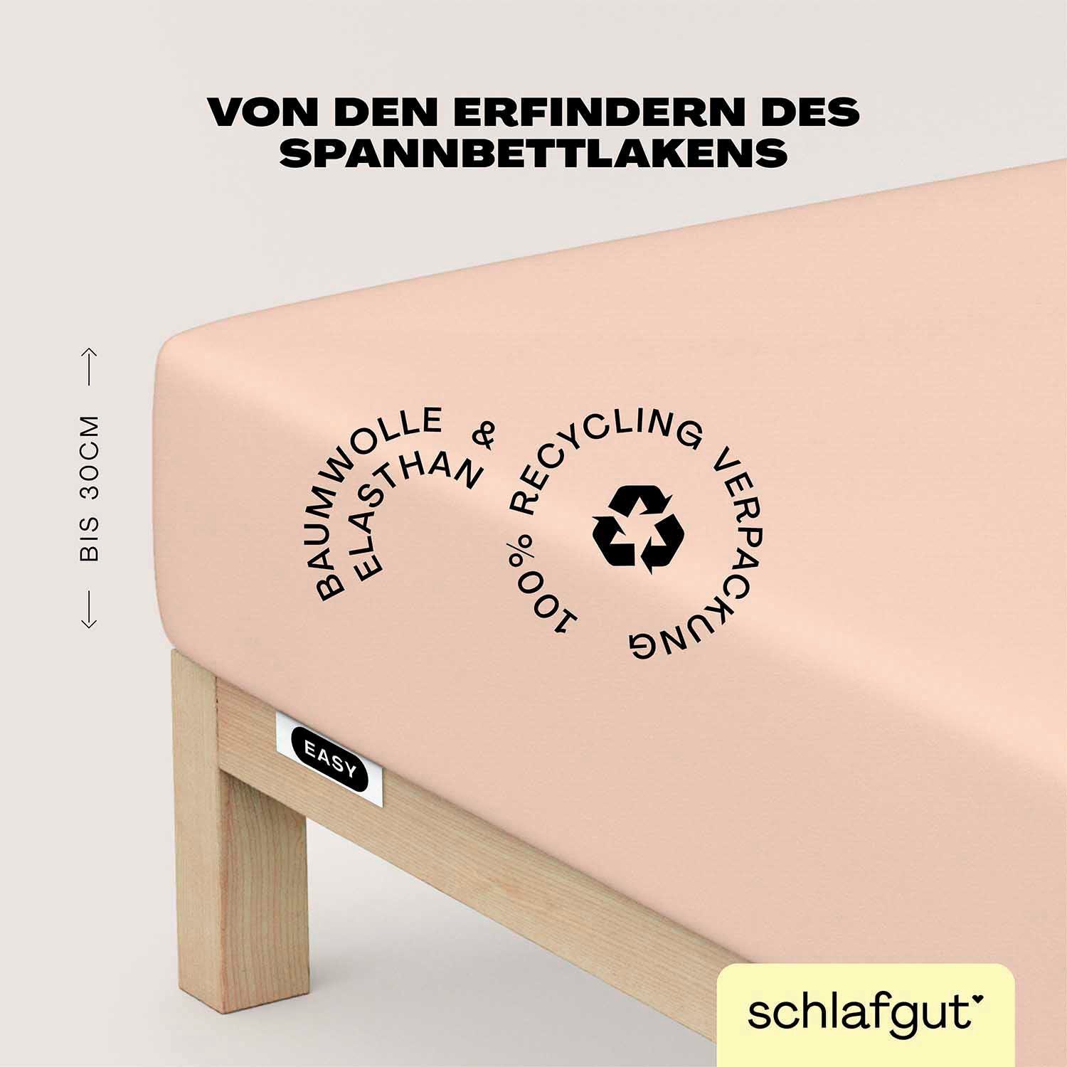 Schlafgut Hoeslaken EASY jersey elastaan MADE IN GREEN by OEKO-TEX (1 stuk) hoeslakens roze