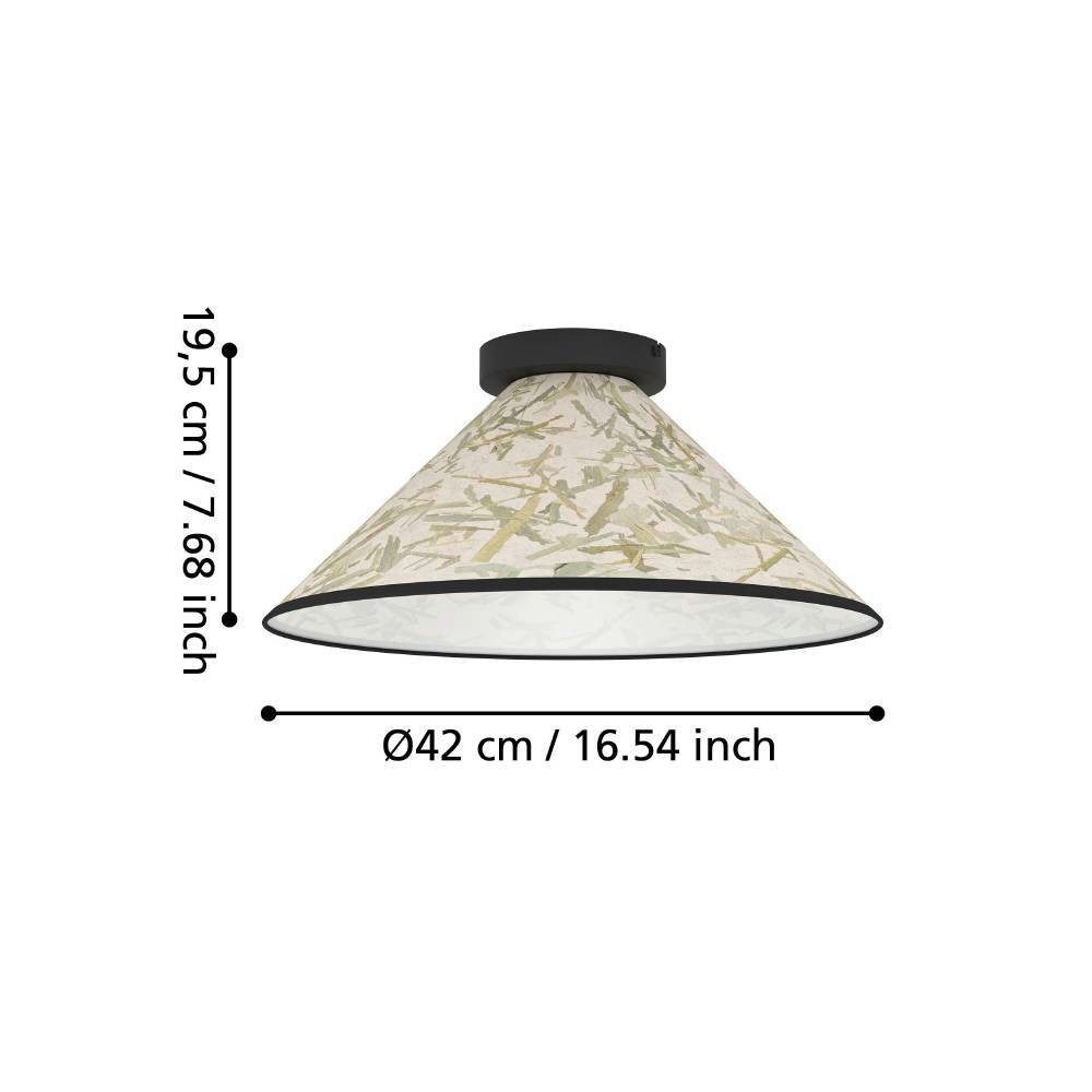 EGLO Plafondlamp OXPARK Plafondlamp, Japandi ontwerp, woonkamerlamp, textiel, bamboe bladeren (1 stuk)