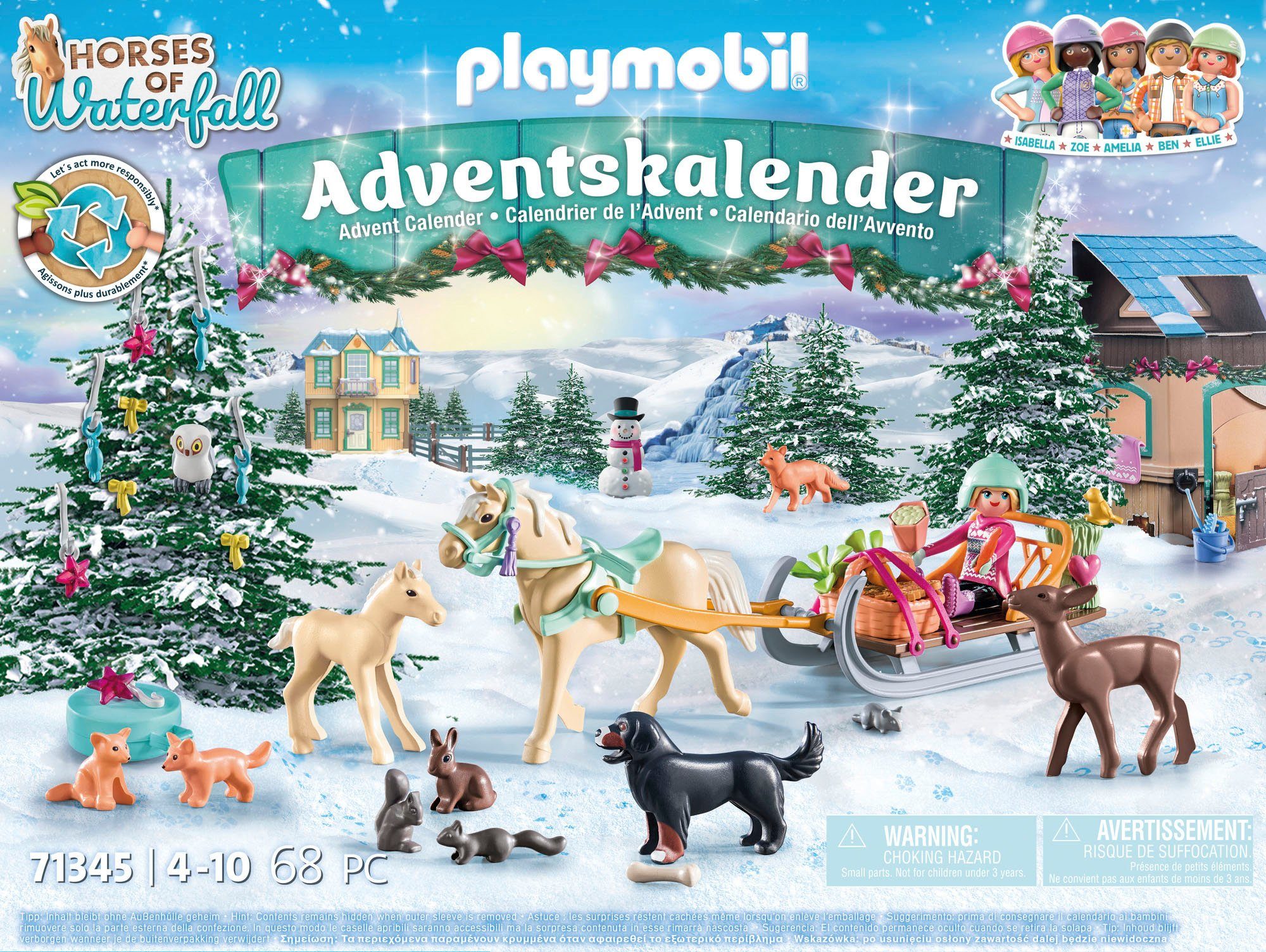 Playmobil® Speelgoed adventskalender Bouwstenen, Paarden: kerst sleerit (71345) Horses of Waterfall, gedeeltelijk van gerecycled materiaal