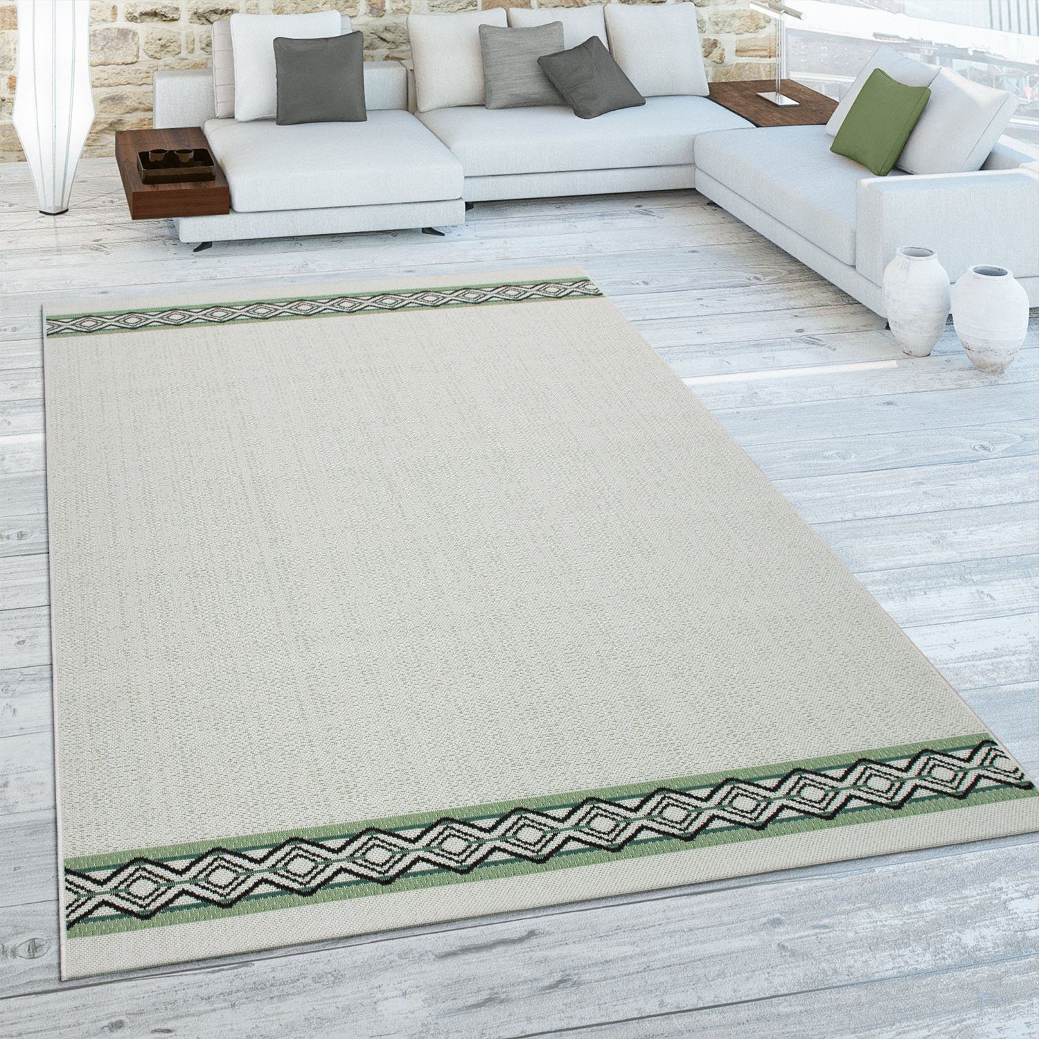 Paco Home Vloerkleed Ostende 541 Platweefsel, met randdessin, geschikt voor binnen en buiten, woonkamer