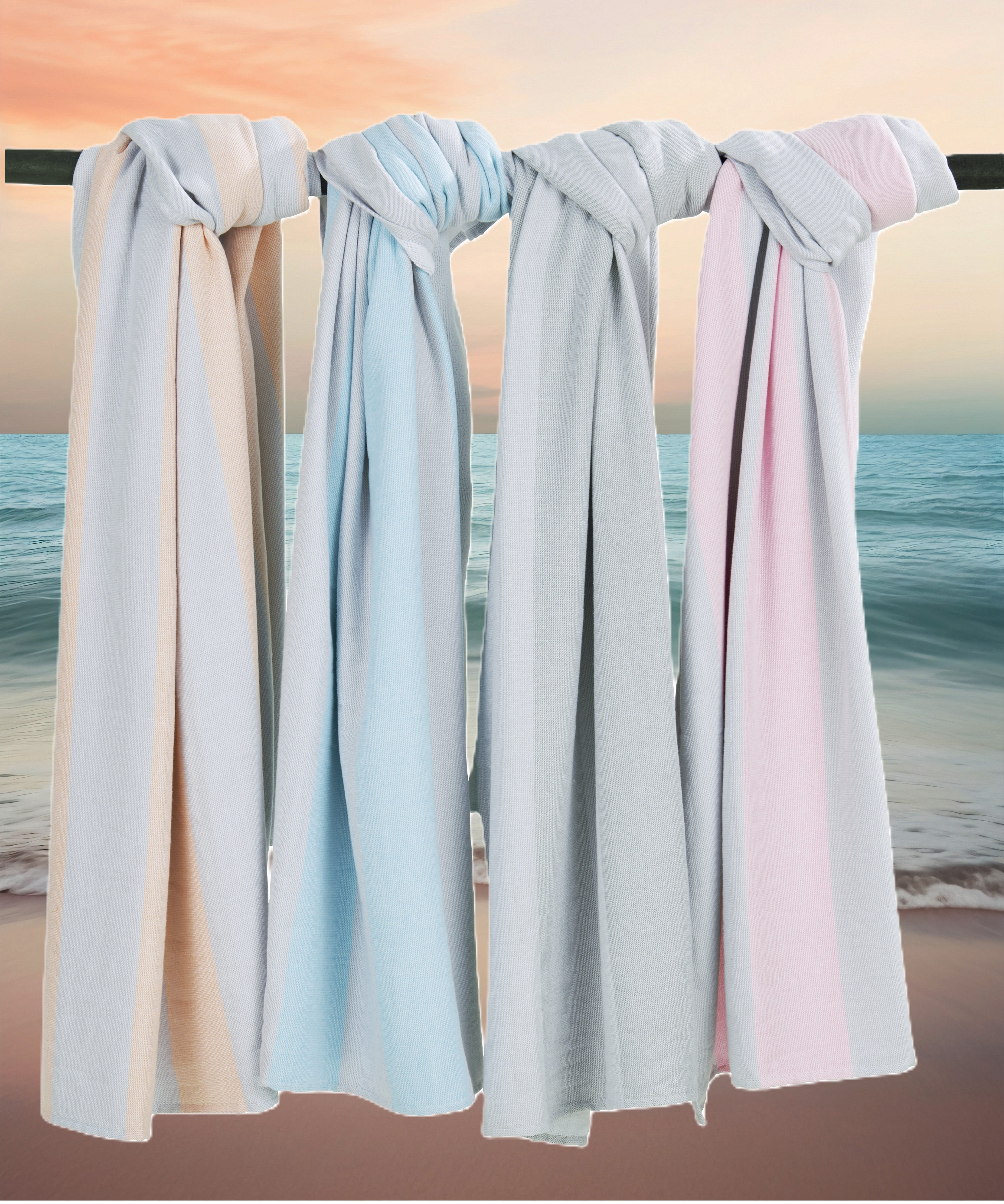 done.® Hamamdoek California Strandhanddoek met opvallende, gekleurde strepen (1 stuk)