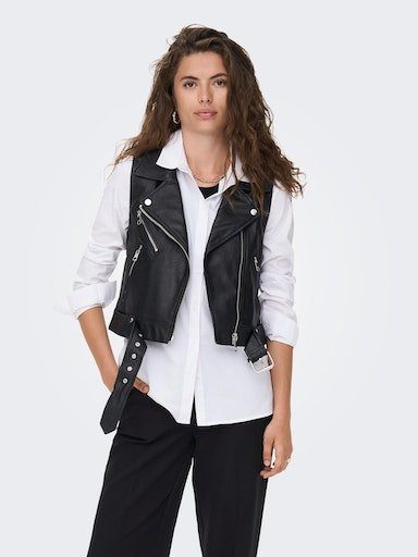 Only Imitatieleren gilet ONLVERA FAUX LEATHER WAISTCOAT OTW NOOS