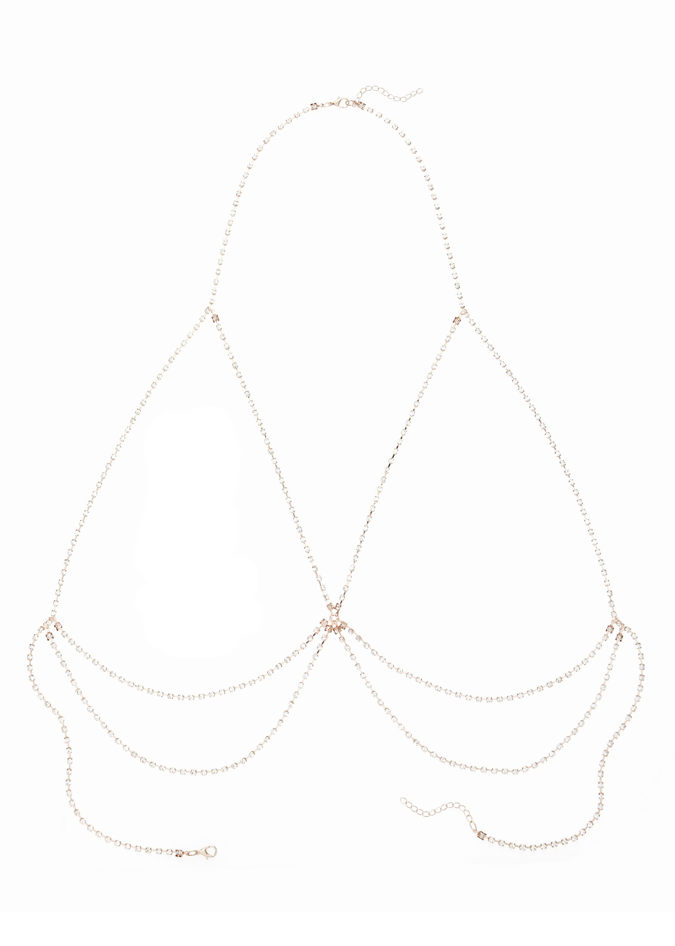 Lascana Lange ketting met strass, lichaamsketting, kettingriem, bikiniketting, halsketting