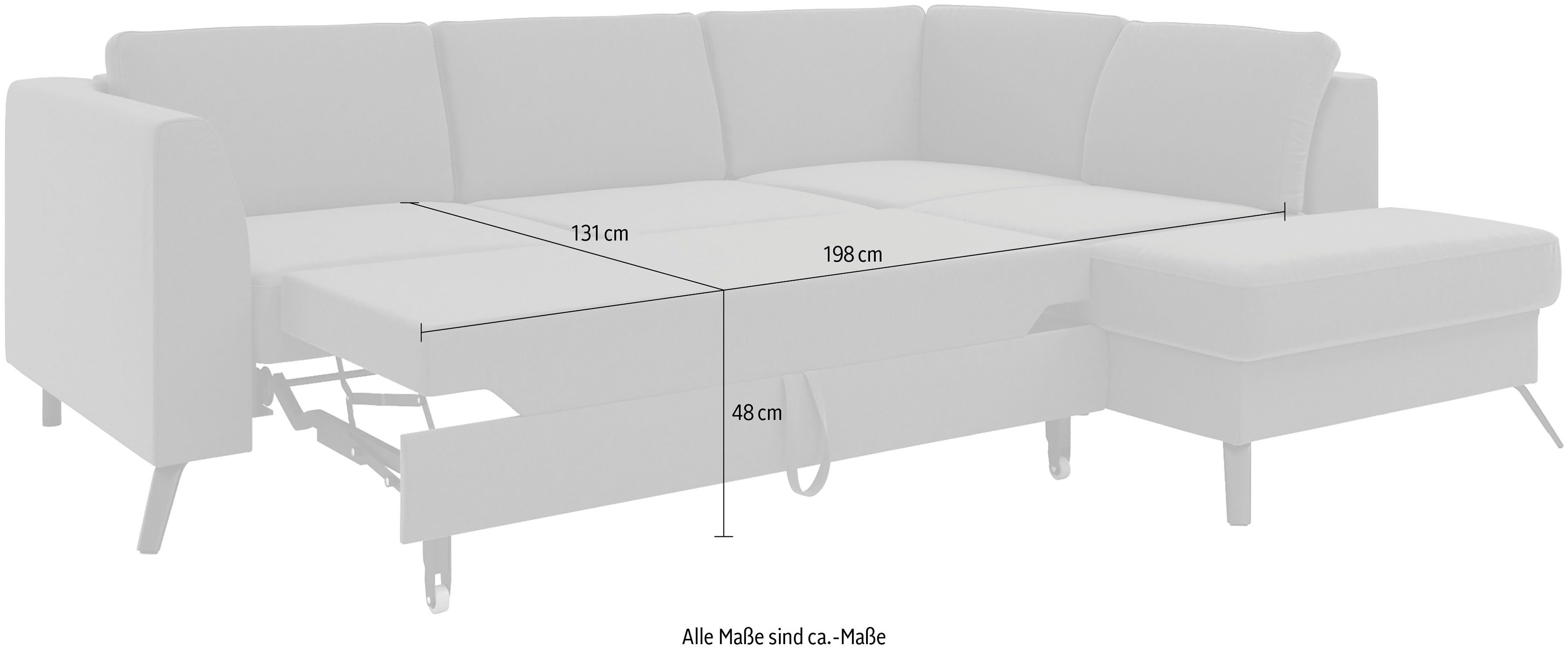 sit&more Hoekbank Olsen L-vorm inclusief zitdiepteverstelling, naar keuze met slaapfunctie, 15 cm hoog