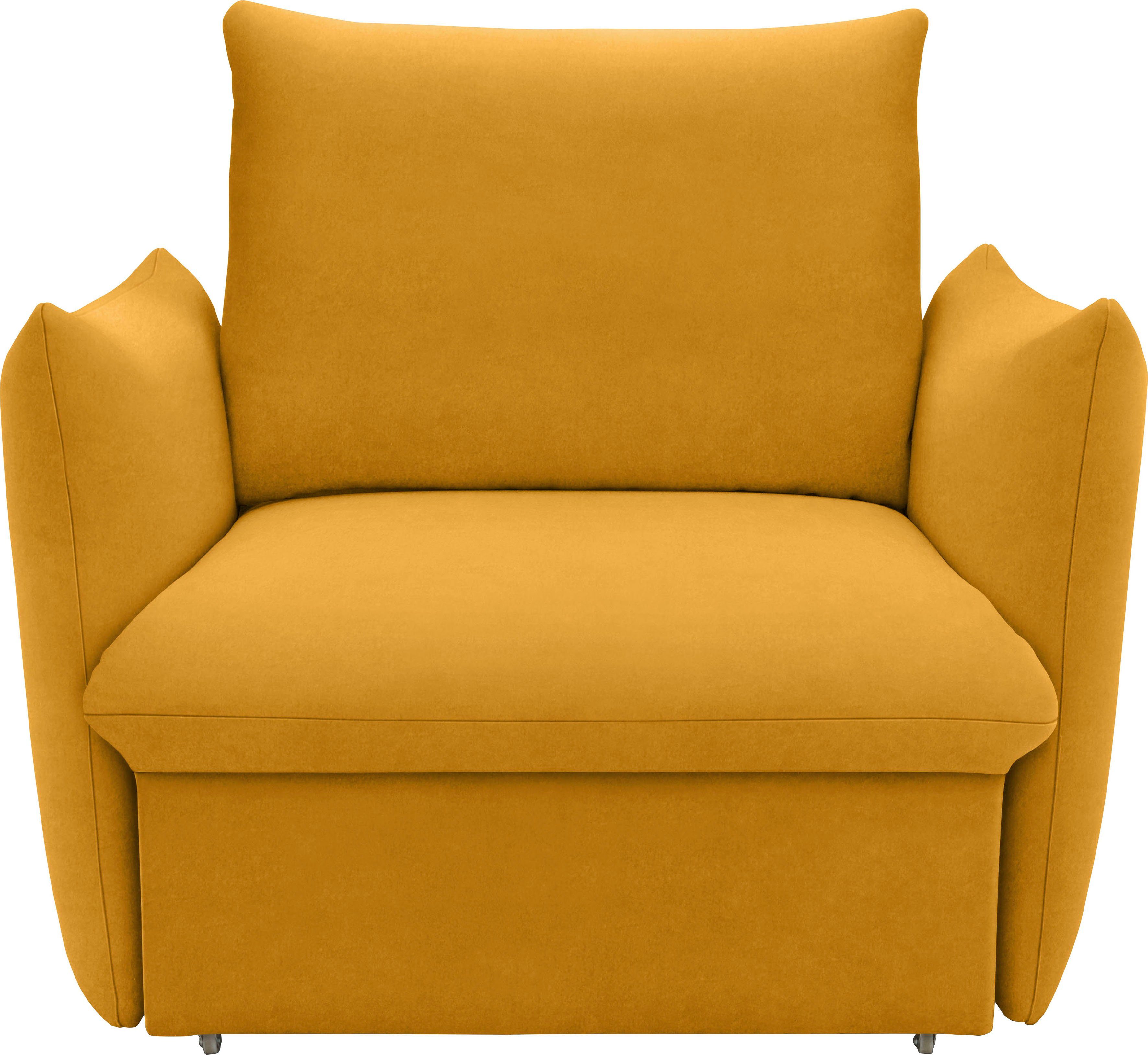 LOOKS BY WOLFGANG JOOP Fauteuil LOOKS XII Slaapstoel, Slaapfunctie Boxspringbekleding, met slaapfunctie, kussen-look fauteuils oranje