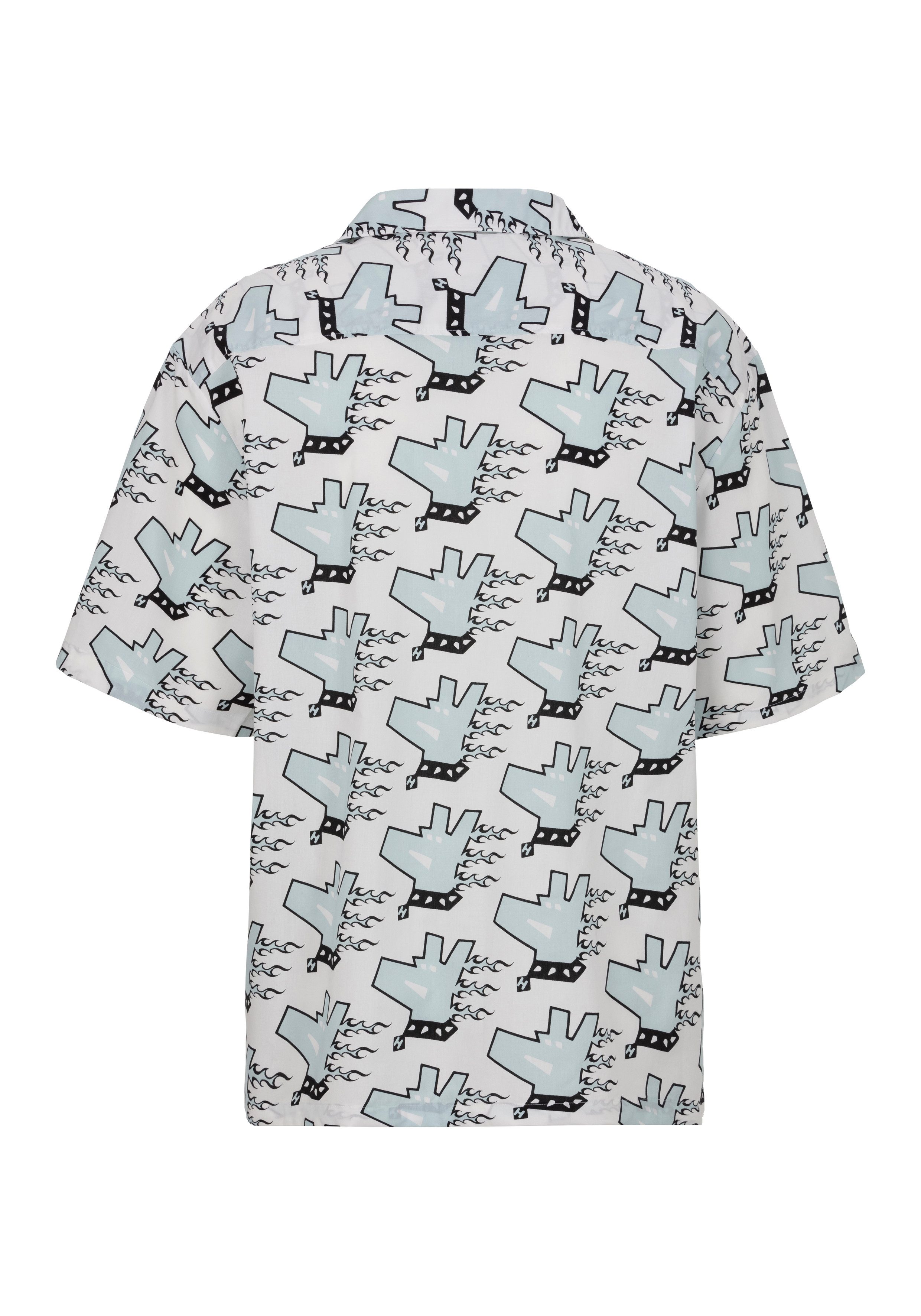 HUGO Blue Overhemd met korte mouwen Eligino met allover print, hugo doggo, hondenprint
