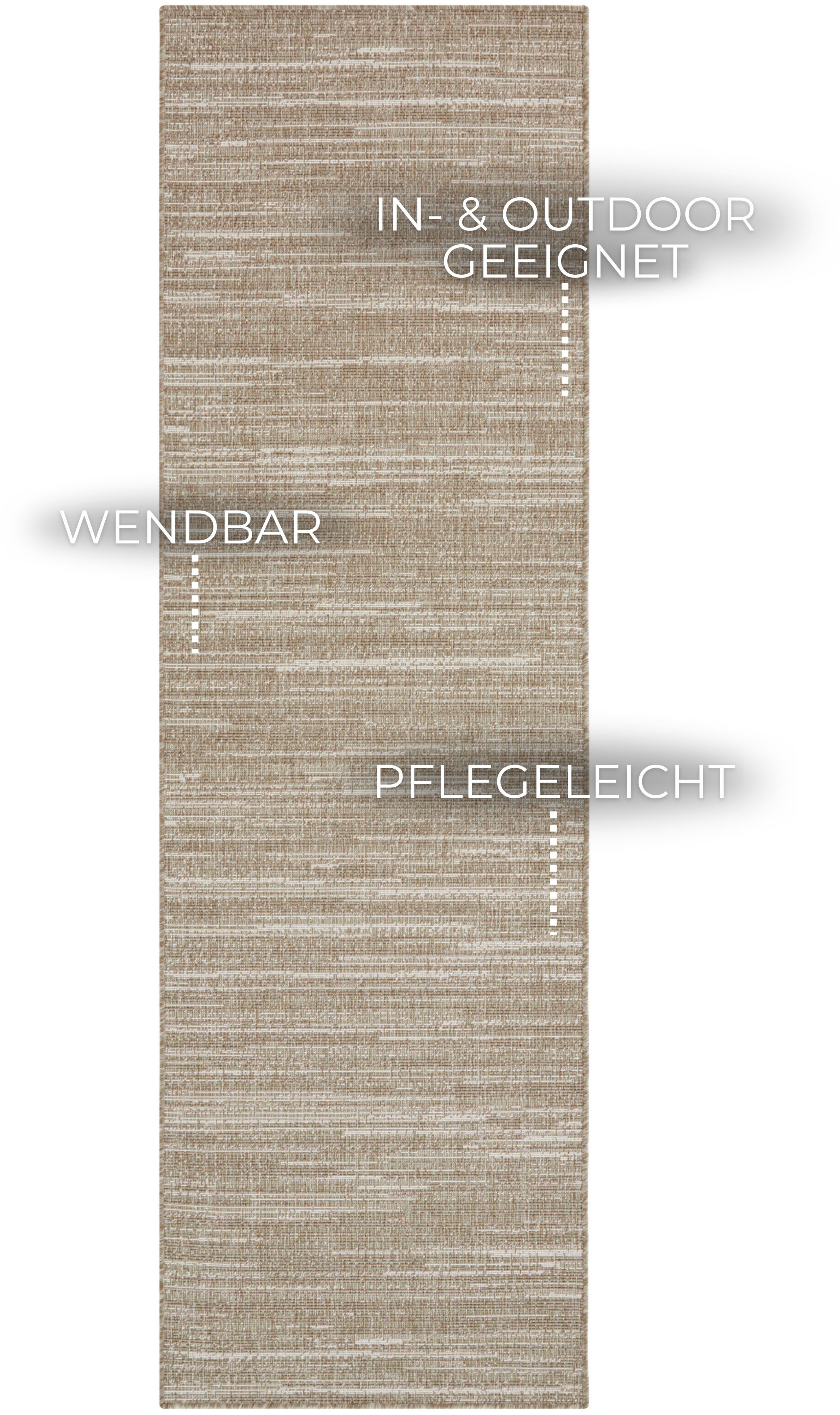 ELLE DECORATION Loper Mèlange Vlakweefsel, binnen- en buitengebruik, modern, omkeerbaar tapijt, balkon, woonkamer