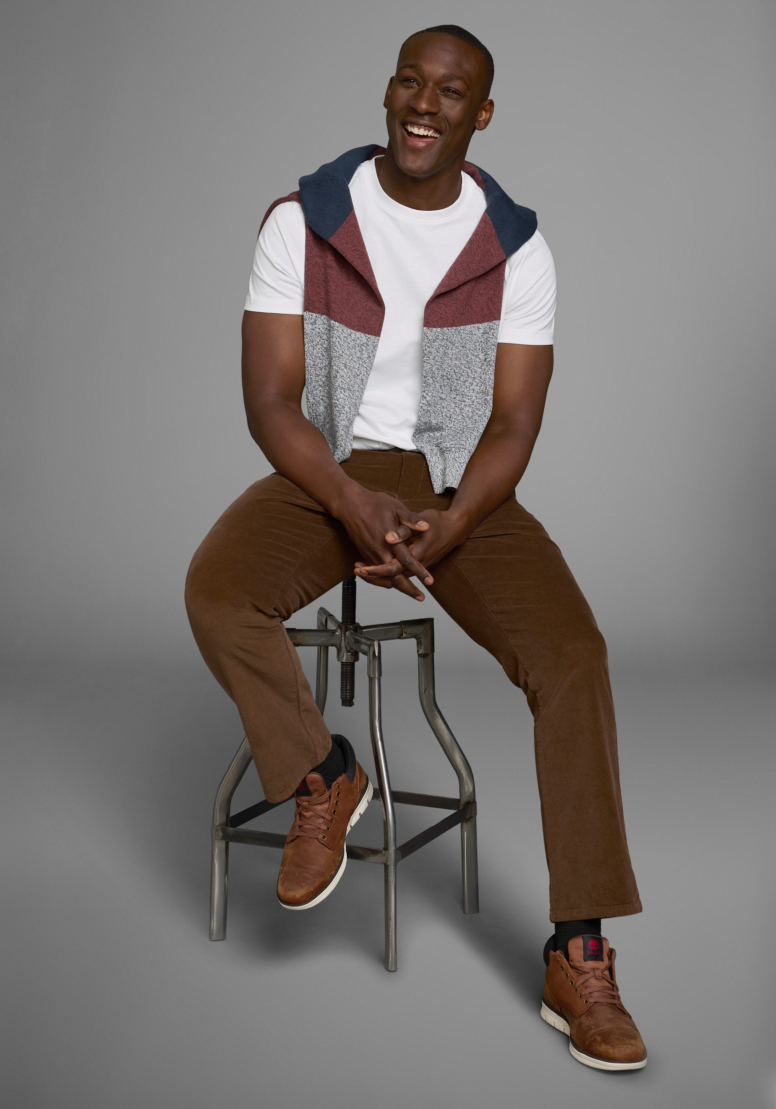 Man's World Broek met elastische band Van cord met stretchband