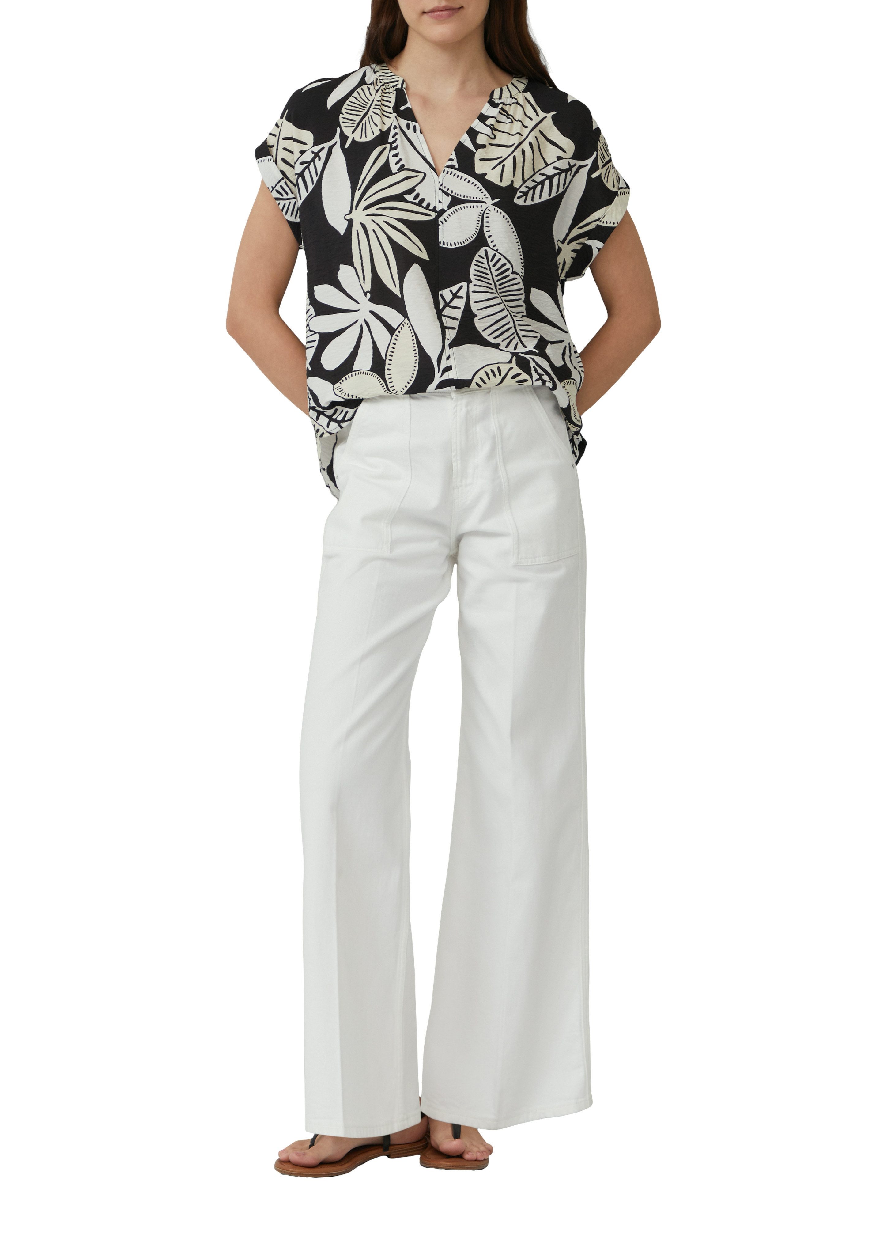 s.Oliver Gedessineerde blouse met rimpeldetails